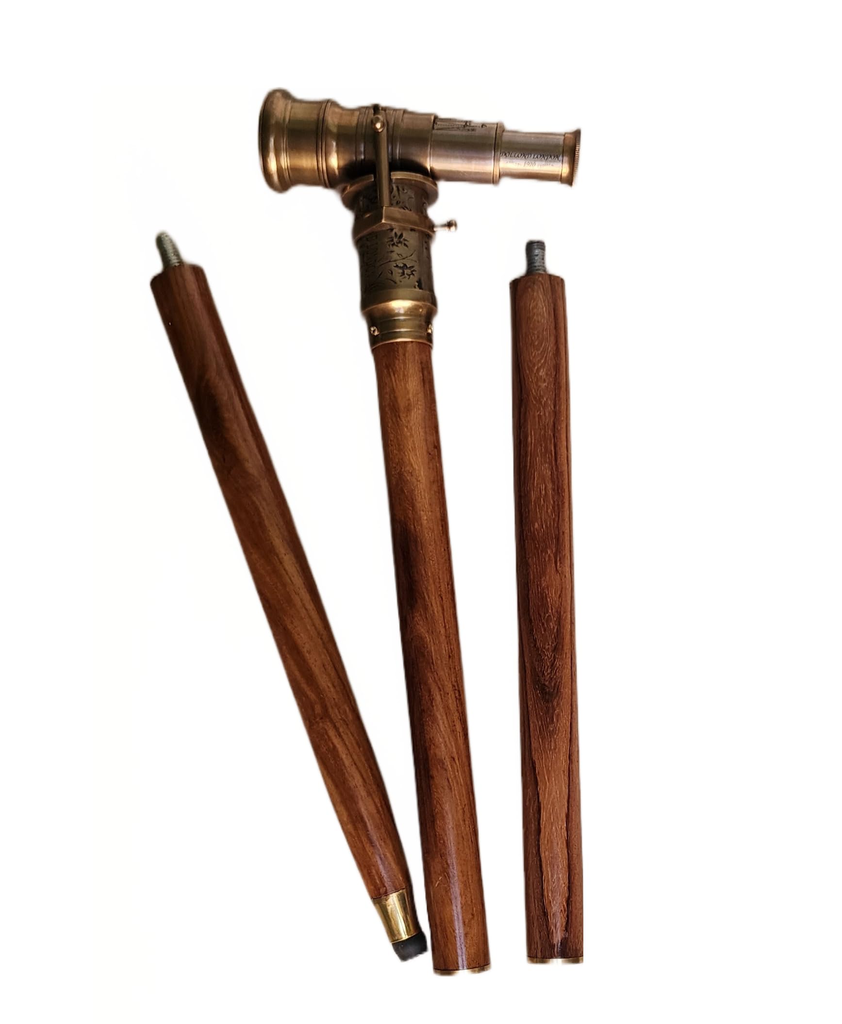 Premium Telescopic Walking Cane with Compass - Adjustable Wooden Walking Stick with Brass Handle - Foldable Hiking Cane for Seniors & Outdoor Adventures - Perfect Birthday Gift for Elderly & Travelers
