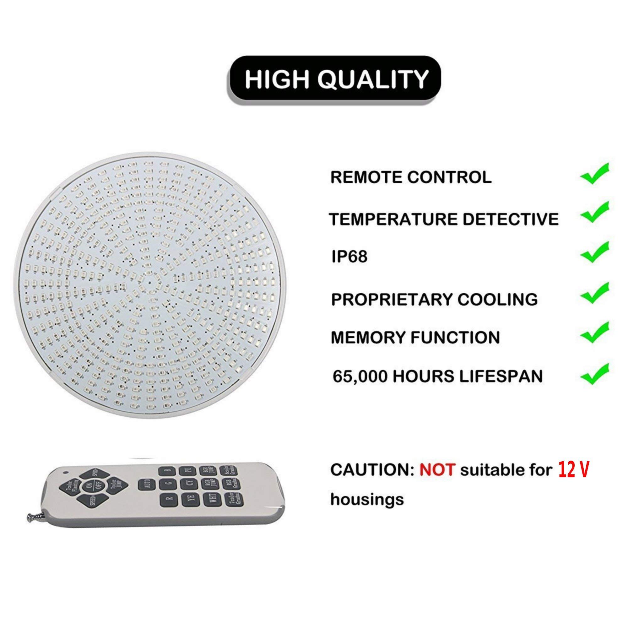 120V 35W RGB LED Pool Light Bulb - PAR56 Color Changing Underwater Light with Remote Control - 500W Halogen Replacement for Inground Pools - Perfect for Backyard, Landscape Lighting & Night Swimming (1 Pack)