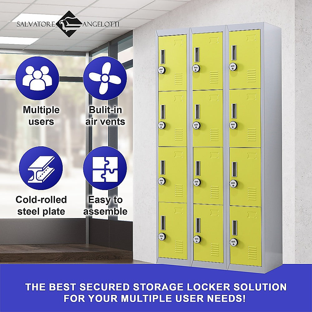12-Door Locker with 4-Digit Combination Lock - Secure Storage for Office, Gym, Shed, School & Home - Ideal for Personal Belongings, Equipment & Valuables Protection