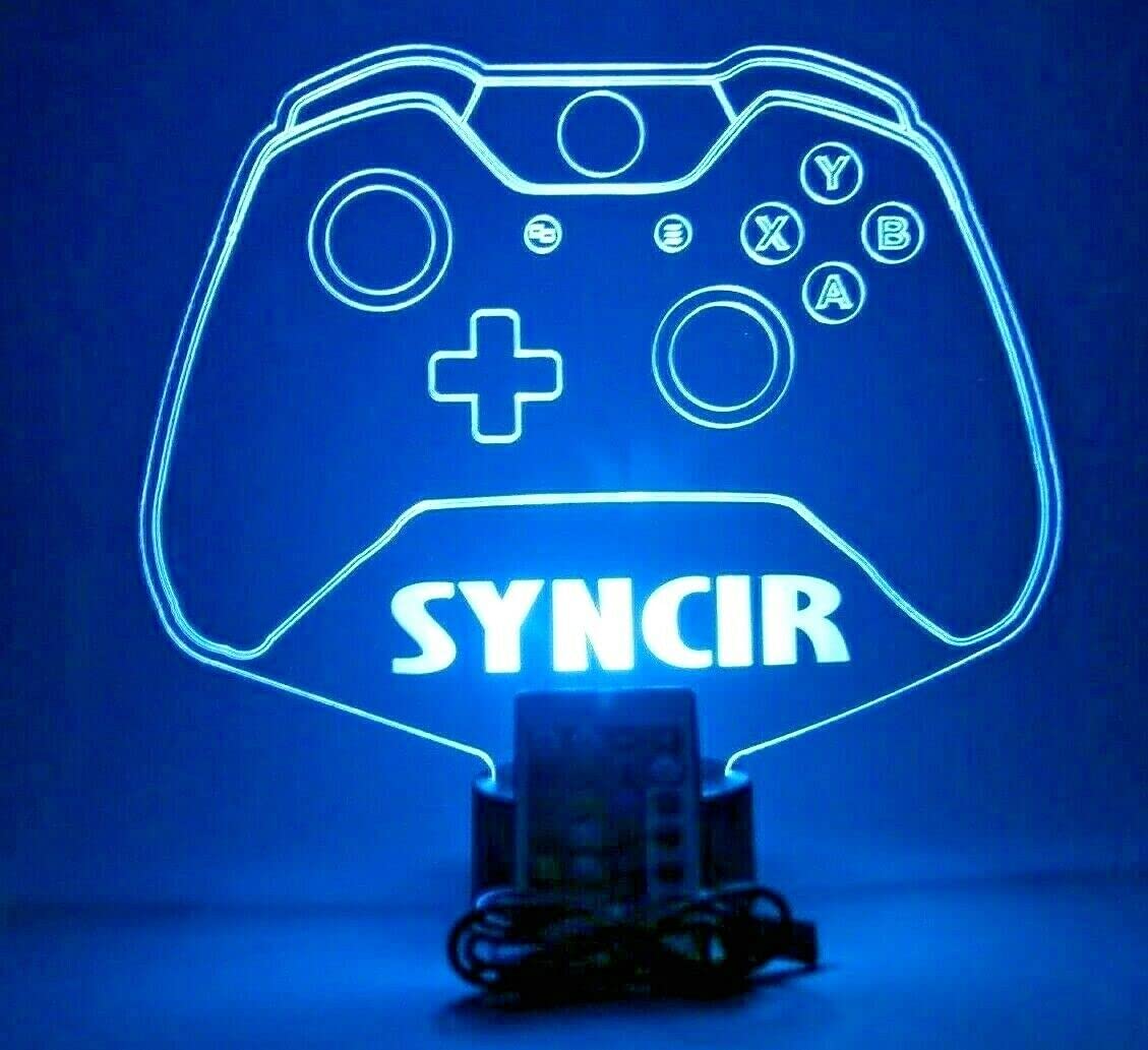 Best Selling Personalized LED Video Game Controller Night Light - Custom Name Engraving, 16 Color Changing Options with Remote - Perfect for Gamer Room Decor, Desk Lamp & Gift for Gamers (WOW Factor)