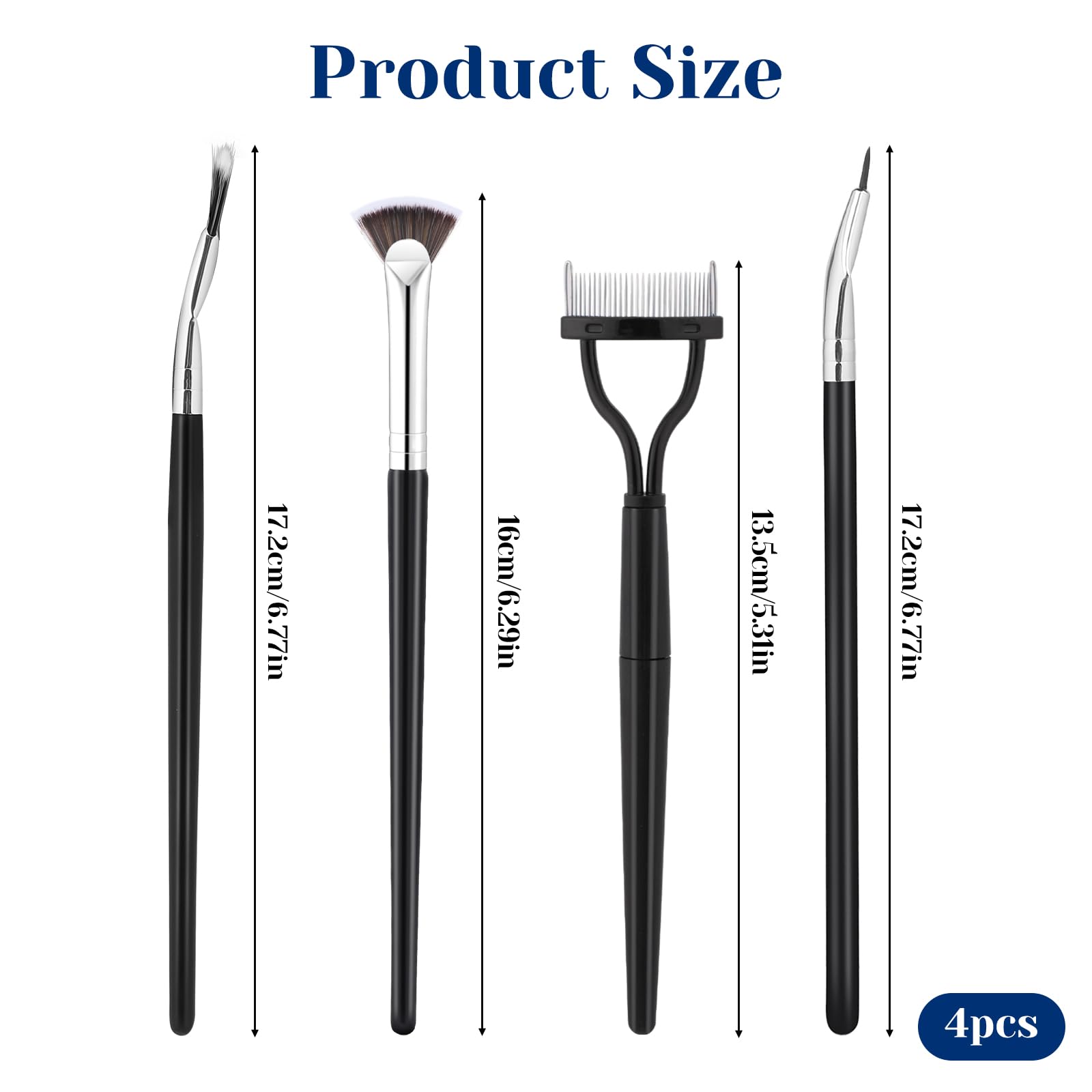 4PCS Mascara Fan Brush Set - Foldable Angle Scalloped Lash Brush for Clump-Free Eyelashes | Multifunctional Fan-Shaped Eyelash Comb & Separator for Upper & Lower Lashes | Perfect for Professional Makeup & Daily Beauty Routine