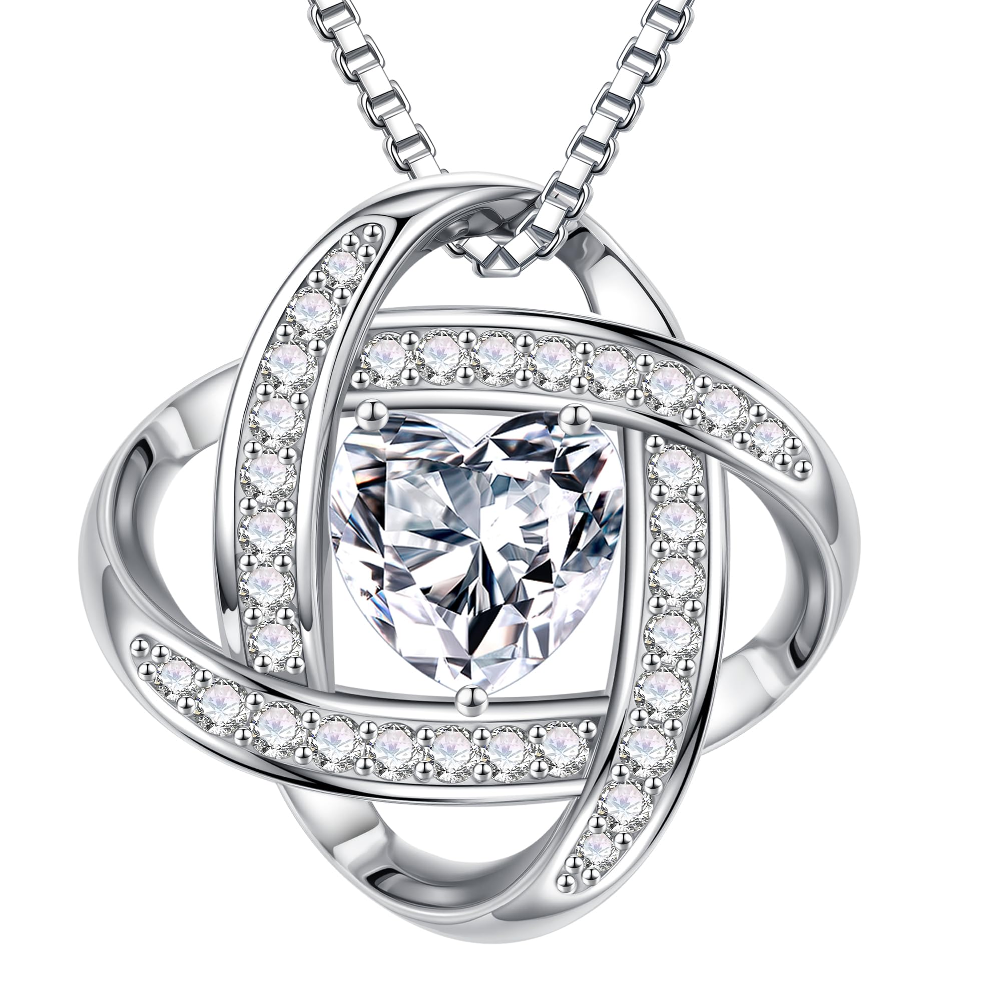 MOOSEA Love Knot Moissanite Necklace - 1-3ct D Color VVS1, 925 Silver Jewelry Gift for Women, Perfect for Anniversaries & Birthdays