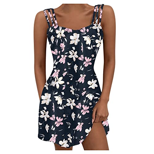 Women's Black Midi Dress - Wrap V-Neck Sleeveless Summer Sundress with Flare Hem | Perfect for Beach Vacations, Date Nights & Casual Outings (Black, Size L)