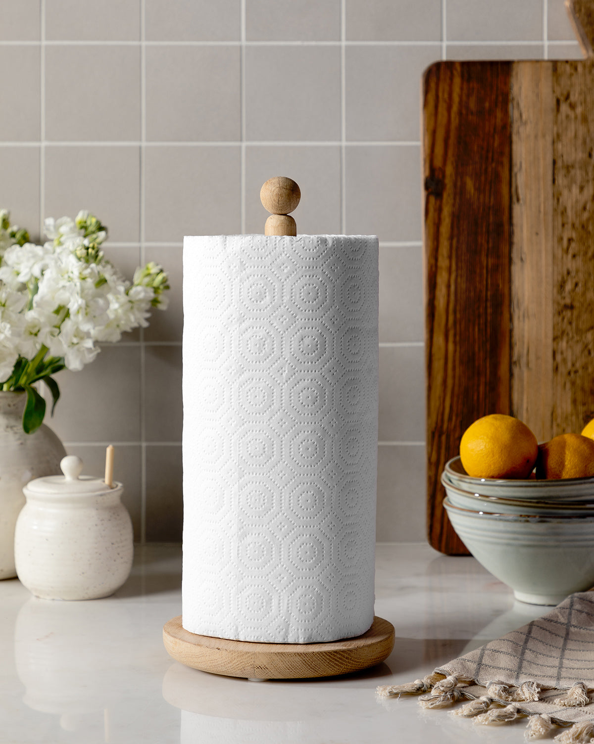 Stainless Steel Oak Paper Towel Holder - Rustproof Kitchen Countertop Organizer for Bathroom & Office | Perfect for Home, Restaurant, and Commercial Use