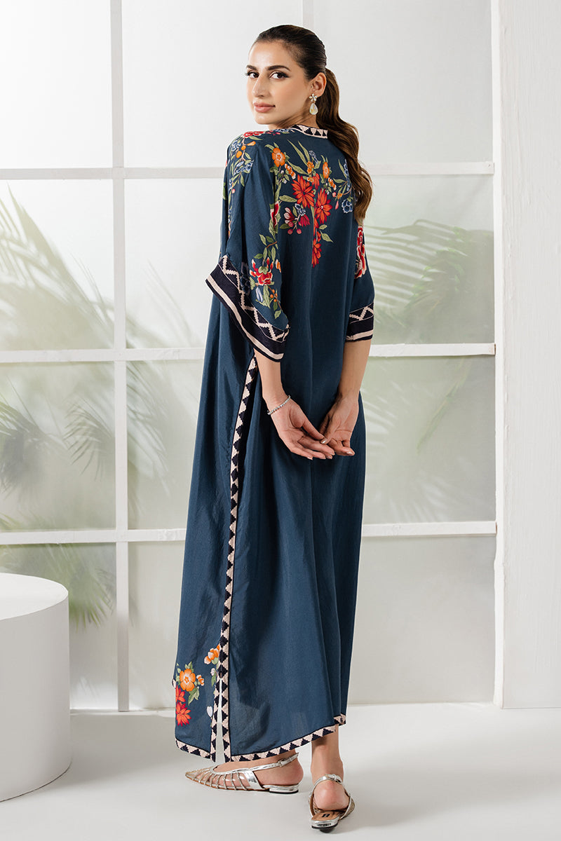 Blue Azure Silk Printed Shirt for Women - Elegant Floral Design, Comfortable & Breathable - Perfect for Office, Party & Special Occasions