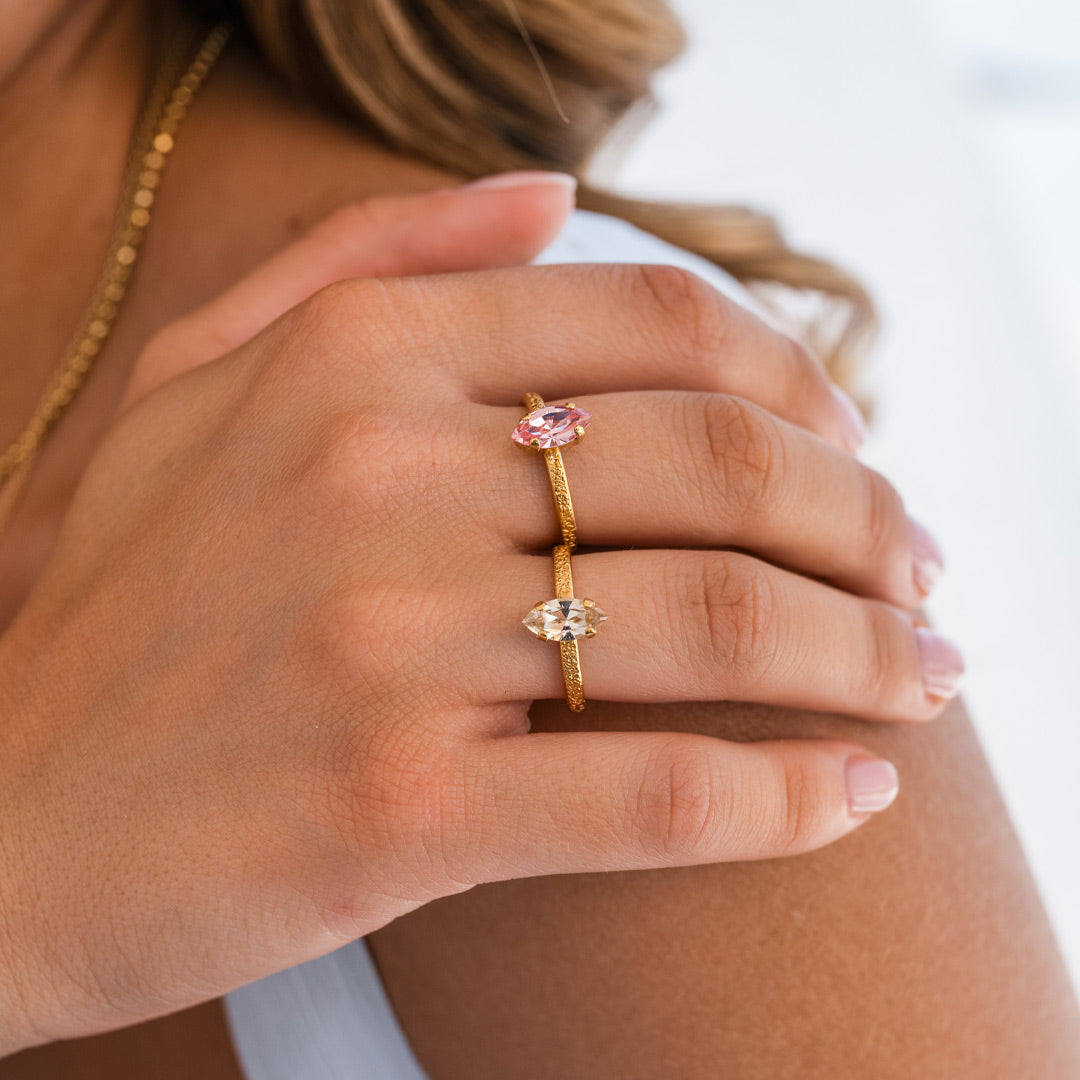 Petite Navette Ring in Light Rose Gold - Elegant Dainty Jewelry for Women | Perfect for Everyday Wear, Date Nights & Special Occasions