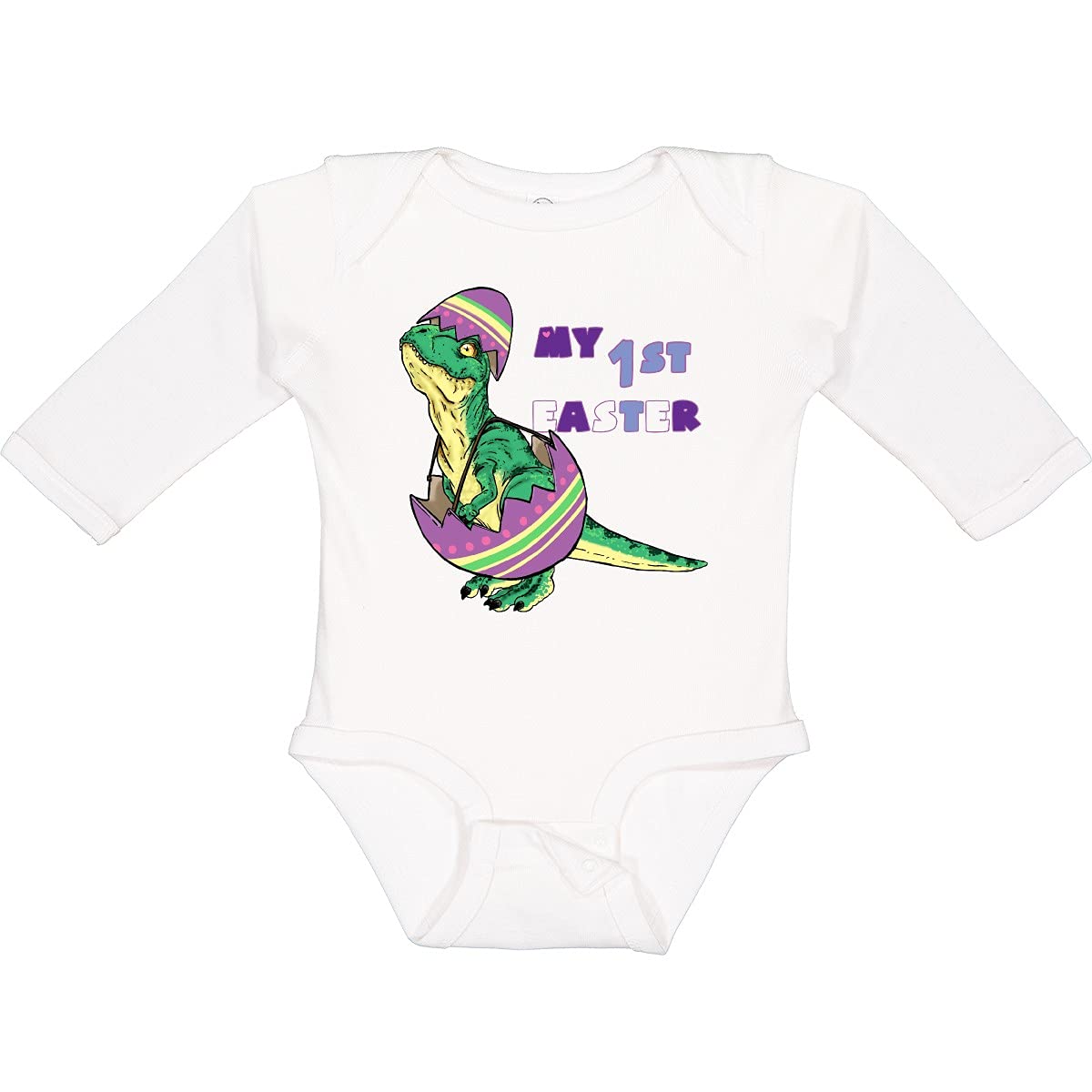 My 1st Easter Baby Dinosaur Bodysuit - Cute T-Rex Egg Print Long Sleeve Creeper Outfit for Boys & Girls | Perfect for Easter Photos, Holiday Parties & Baby's First Easter Celebration