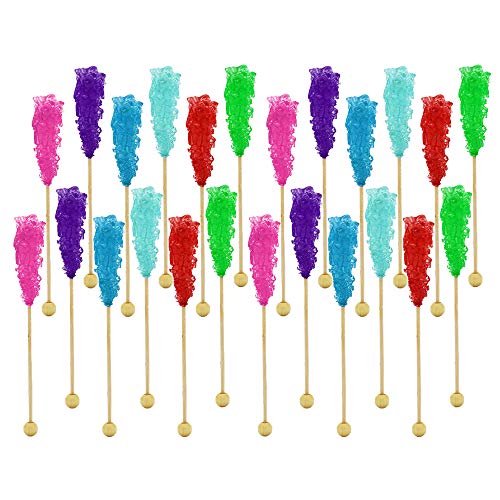 Colorful Rock Candy Lollipops - 24-Pack Assorted Flavors & Colors (5.5