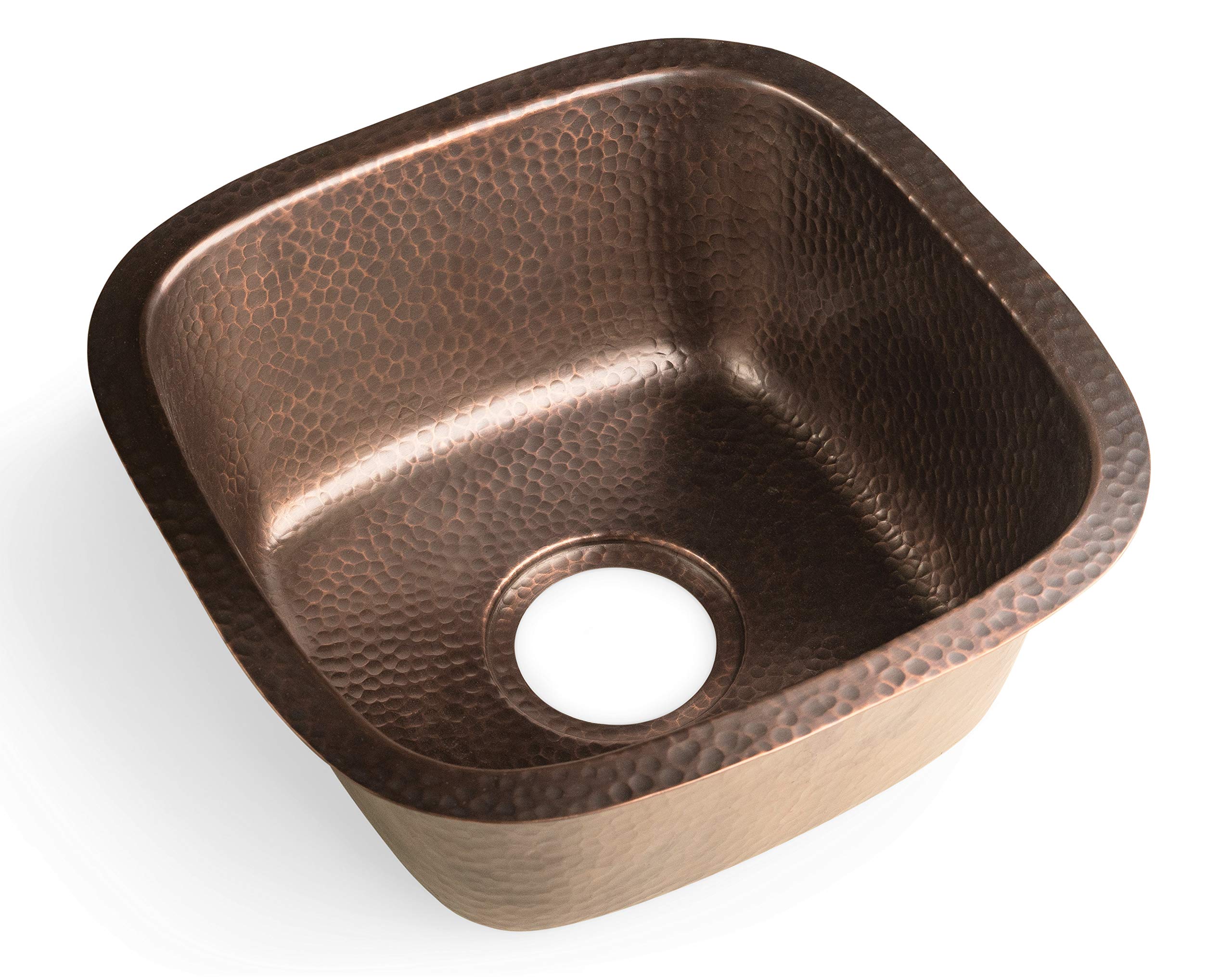 Monarch Abode 17091 Pure Copper Hand Hammered Atlas Dual Mount Bar Prep Sink (15 inches) - Premium Kitchen Sink for Bar, Restaurant & Home Use