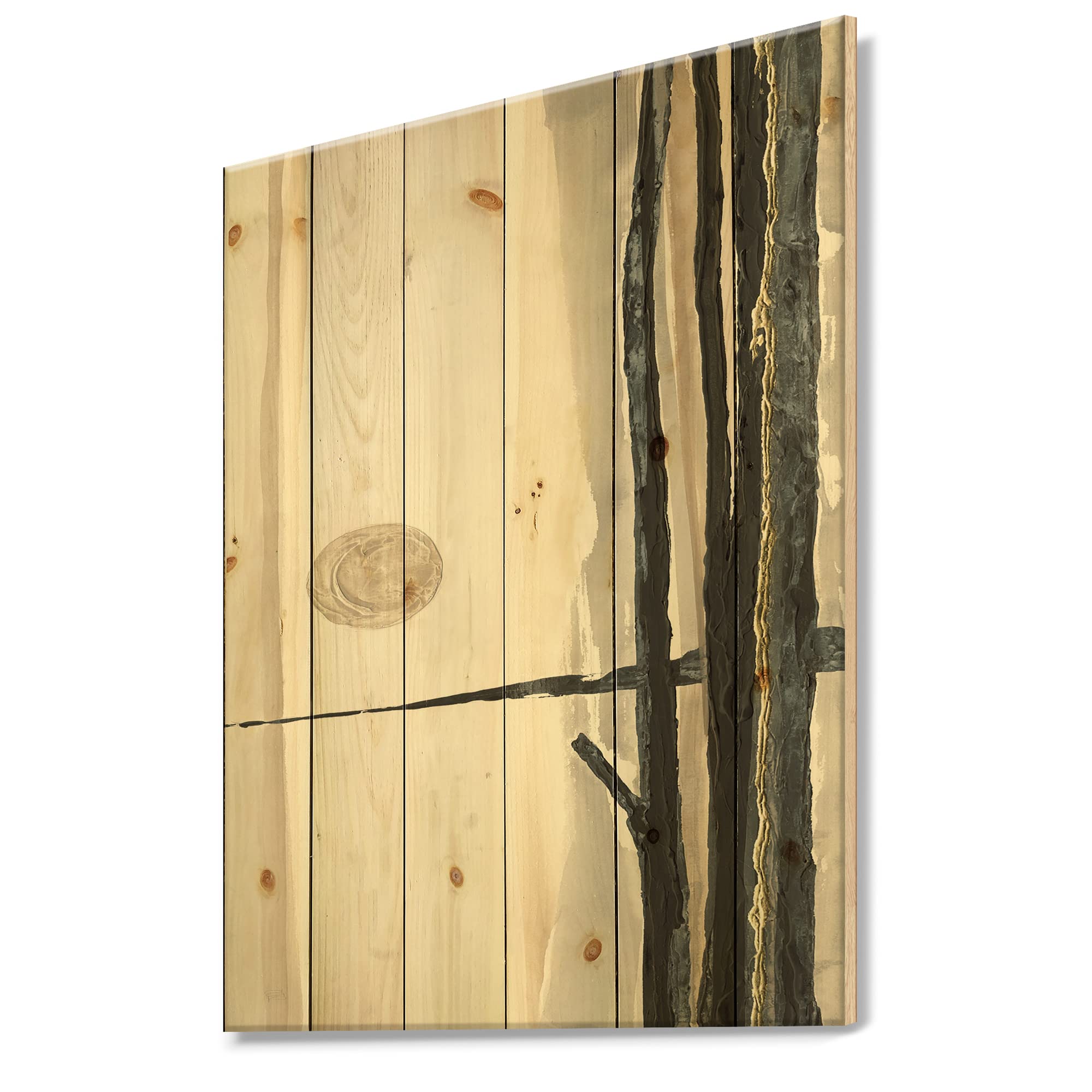 DesignQ Forest Silhouette Wood Wall Art - Modern Contemporary Beige Wood Wall Decor - Large Abstract Wood Panels Printed on Natural Pine - Perfect for Living Room, Bedroom & Office Decoration