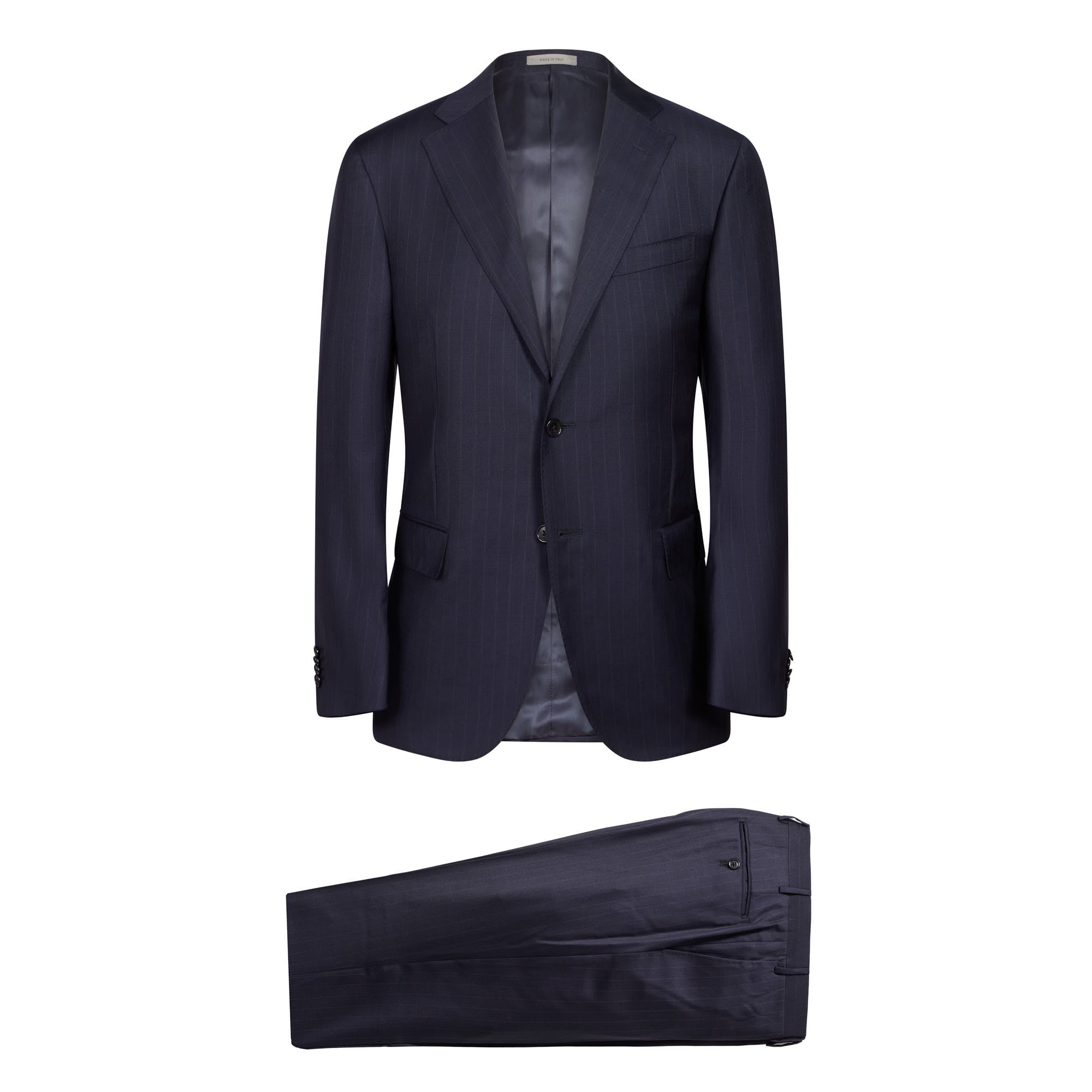 Premium CORNELIANI Men's Wool Striped Twill Suit - Navy/Brown (Regular Fit) | Business Formal Attire & Wedding Suit for Professional Occasions