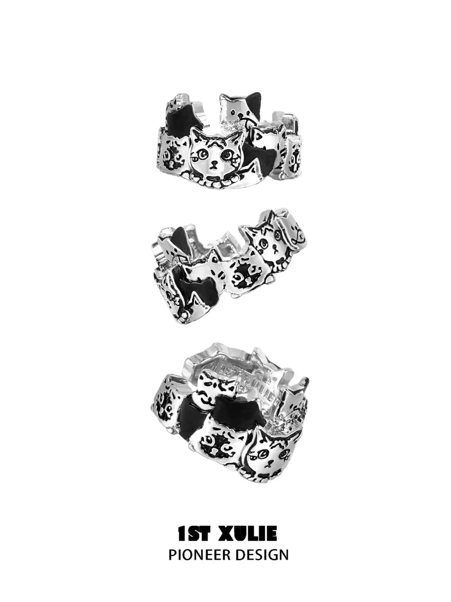 Graffiti Kitten 18K Gold Plated Stud Earrings for Women - Trendy Cat Design Fashion Jewelry Gift for Her - Perfect for Parties, Dating & Everyday Wear