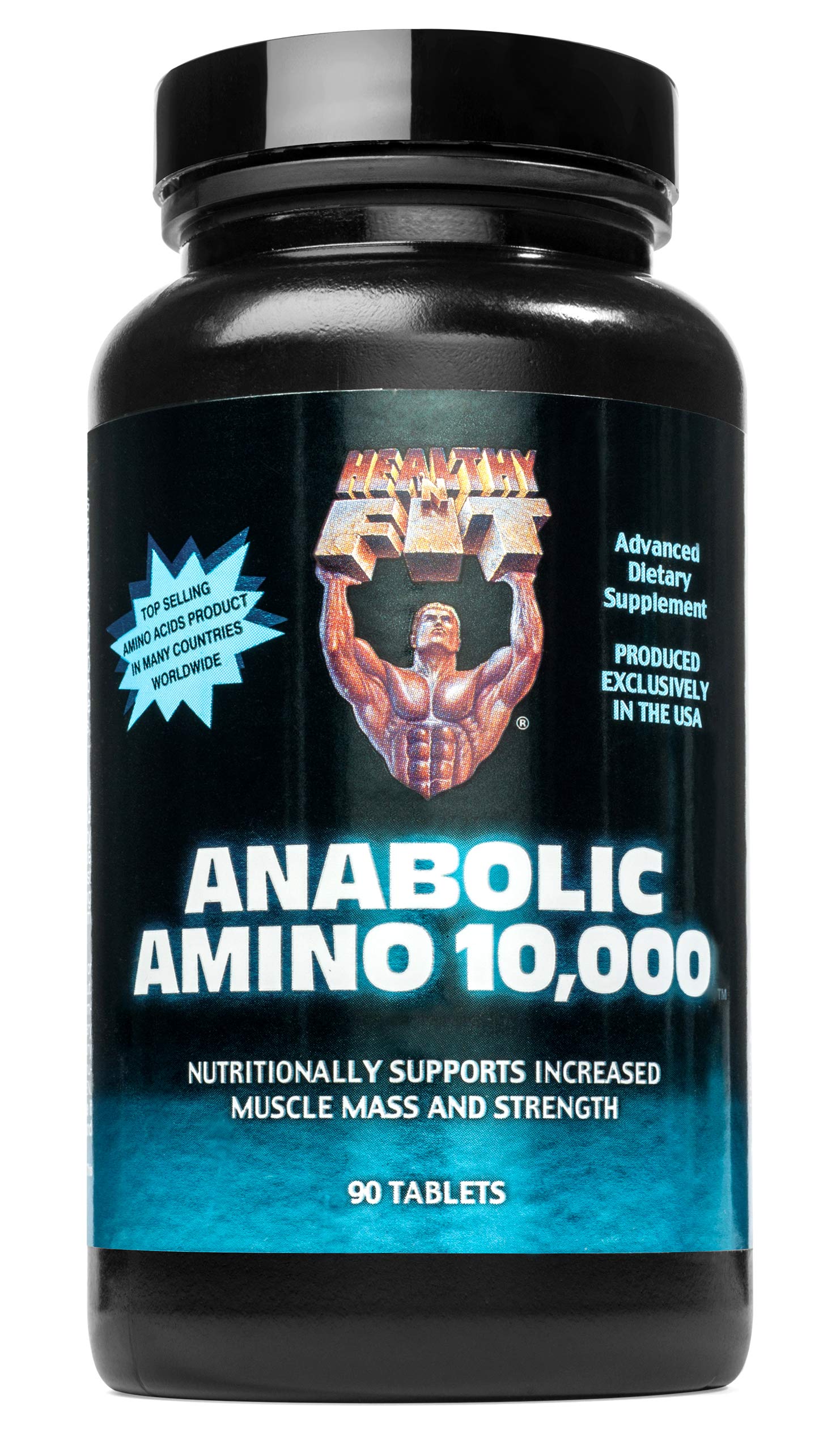 Healthy 'N Fit ANABOLIC Amino 10,000 - 90 Tablets with EAA & BCAA - 10,000mg Amino Acids per Serving for Muscle Recovery & Workout Performance - Ideal for Bodybuilders & Athletes
