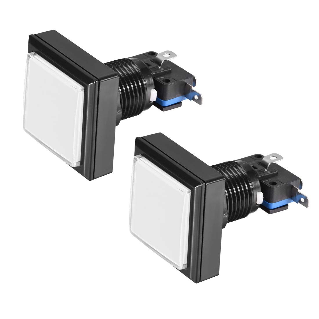 uxcell 44x44mm Square 12V LED Illuminated Arcade Push Button Switch with Micro Switch - White (2 Pack) for Video Games, DIY Arcade Cabinet & Home Gaming Setup