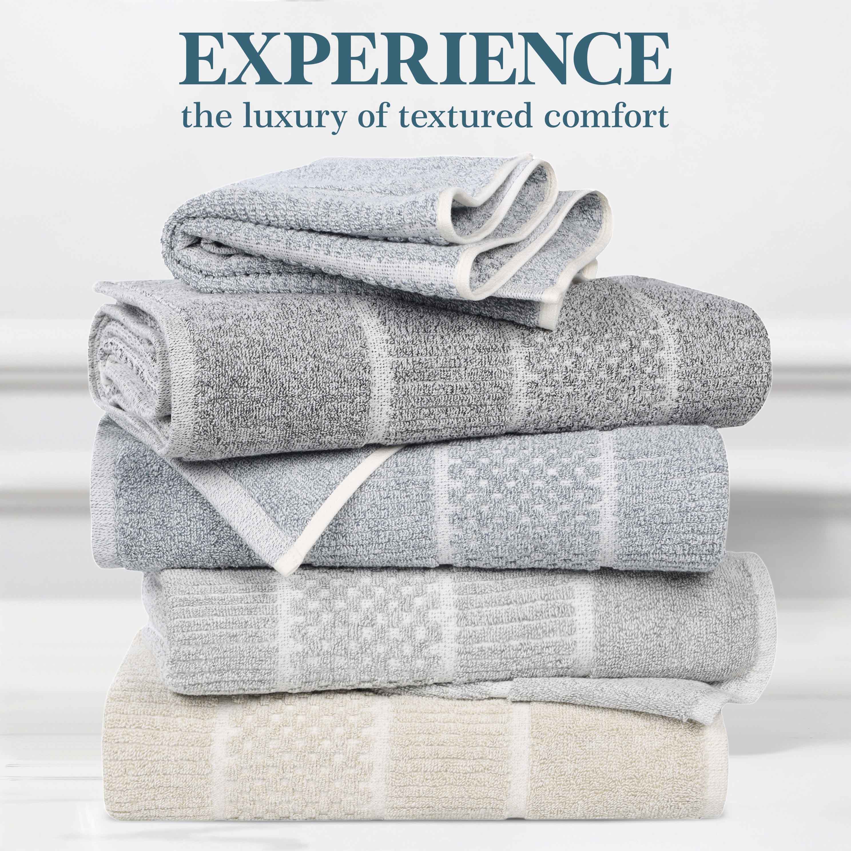 Premium Cotton Blend Checkered and Ribbed Bath Sheets Set of 2 - Super Absorbent, Soft & Quick-Drying Luxury Towels for Spa, Bathroom, Pool, and Beach Use