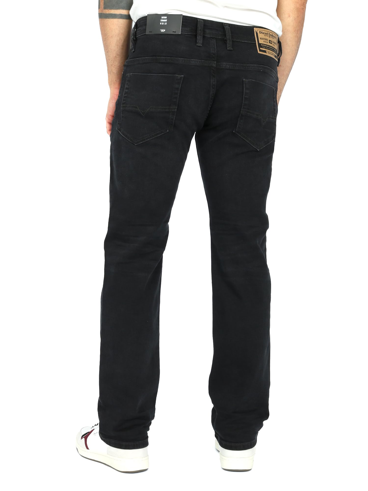 Regular Straight Fit Low Waist Jeans for Men - Safado-X RB064 (Size 36, 32 Inseam) - Classic Black Denim Pants for Casual Wear & Everyday Outfits