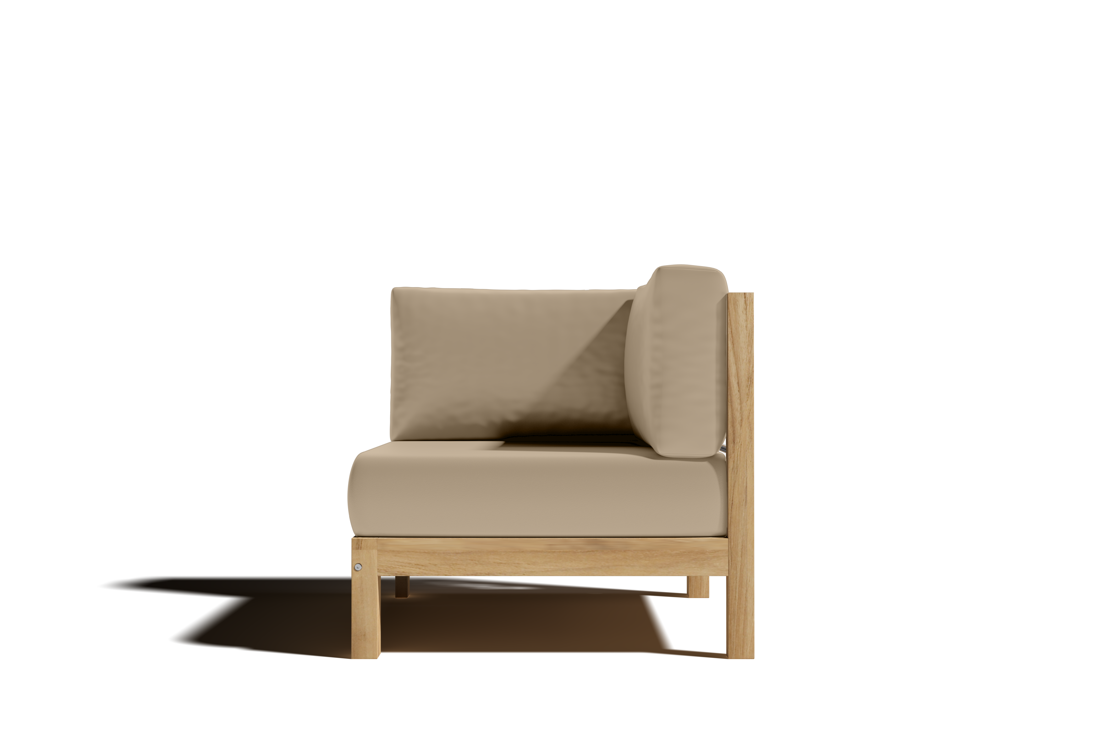 Premium 7-Piece Teak Outdoor Sectional Sofa Set with Sunbrella Fawn Cushions – Deep Seating Patio Furniture for Garden, Poolside & Backyard Relaxation