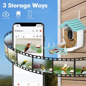 Smart Bird Feeder with HD Camera & Solar Power - Wireless Live Streaming, Weatherproof Design - Perfect Gift for Bird Lovers (Backyard, Garden, Patio Wildlife Watching)