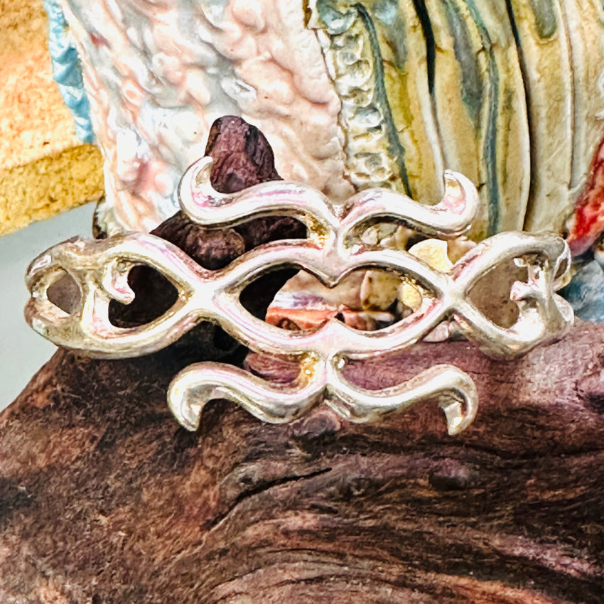 Sterling Silver Navajo Sand Cast Cuff Bracelet by FL Begay - Handmade Native American Jewelry for Women, Boho Fashion Accessory, Perfect for Festivals & Special Occasions