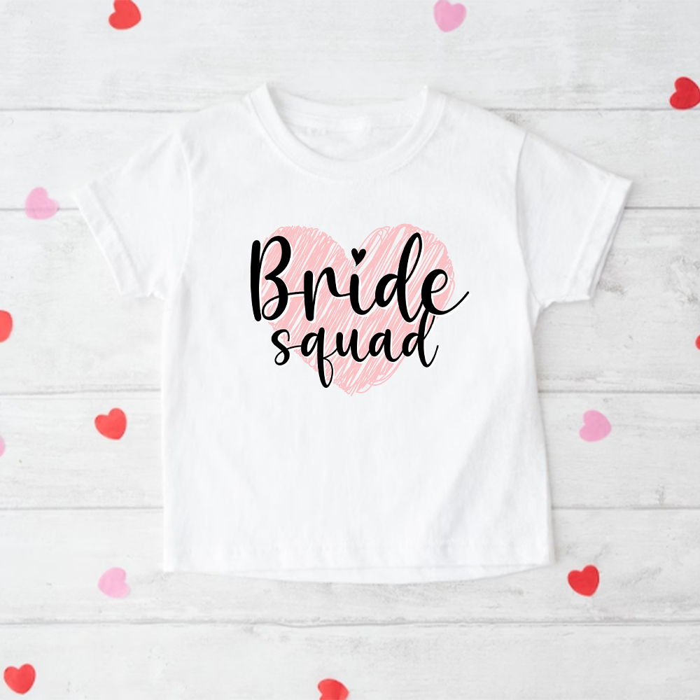 Bride Squad Heart Matching T-Shirts - Wedding Party Crew Outfits for Bachelorette, Bridal Shower & Girls' Getaway