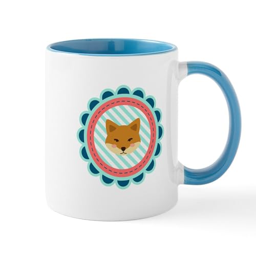 White/Blue Inside - Baby Fox Patch Mugs