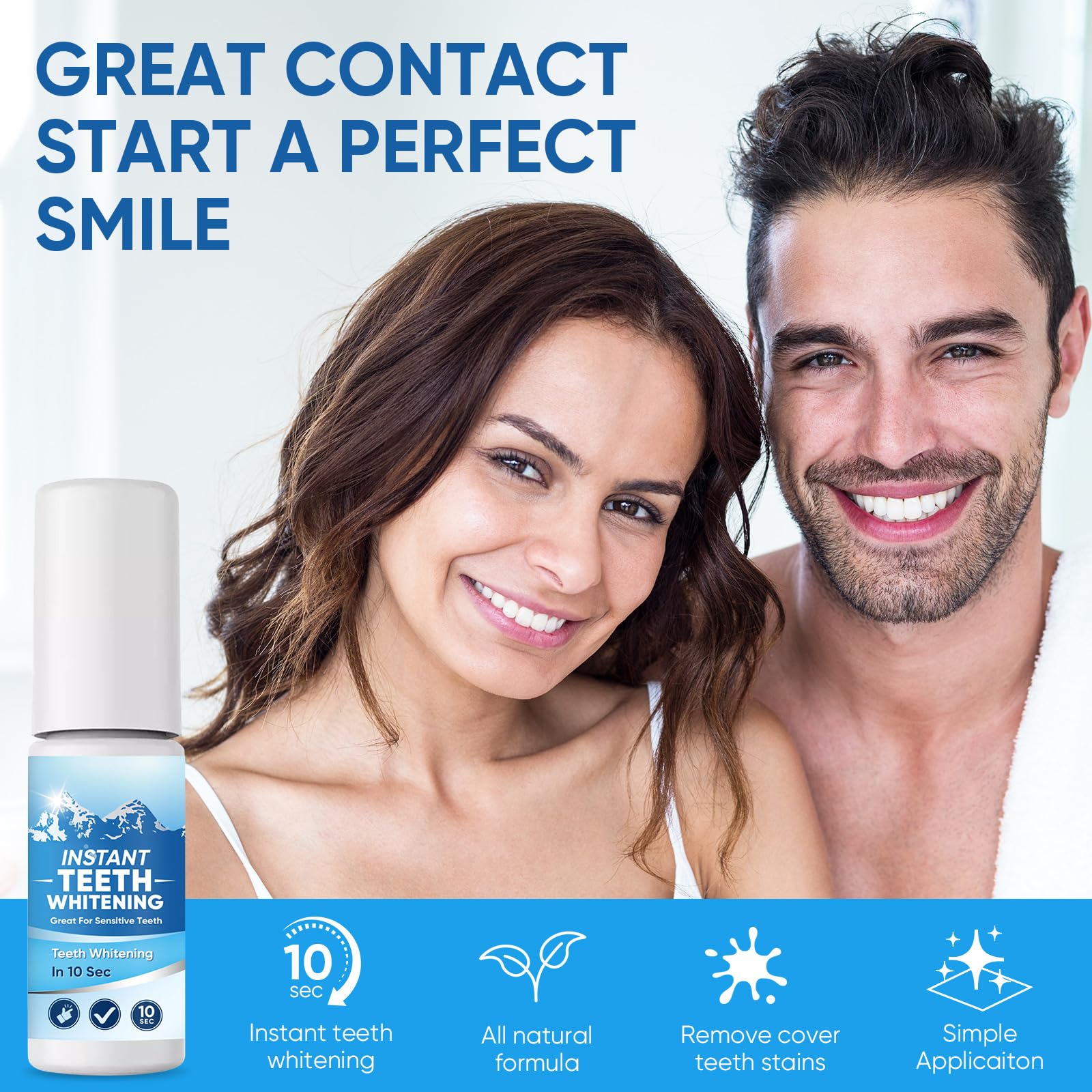 Instant Teeth Whitening Paint - Portable Tooth Polish for Uptight White Smile | On-the-Go Teeth Whitening Solution for Travel, Dates & Special Events