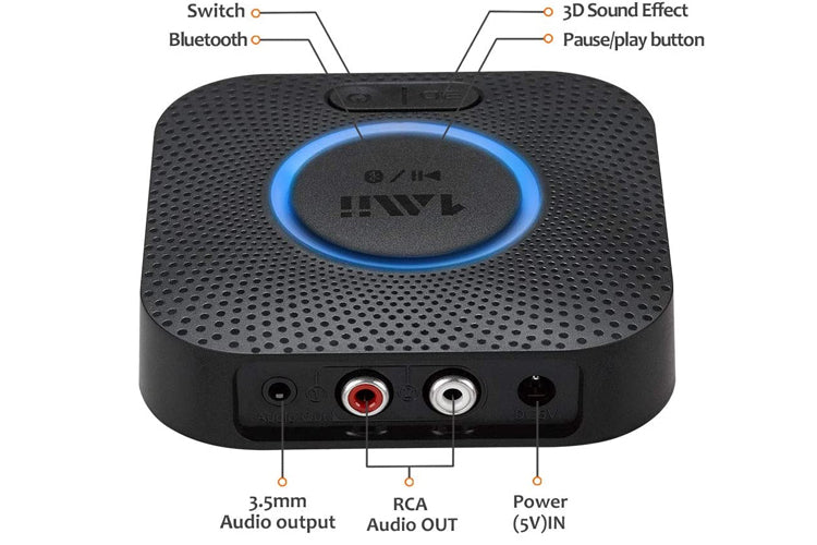 1Mii B06 Plus Bluetooth Receiver - HiFi Wireless Audio Adapter with aptX HD for Home Stereo, Car Audio & Wireless Headphones | Premium Sound Quality for Music Streaming & Hands-Free Calling
