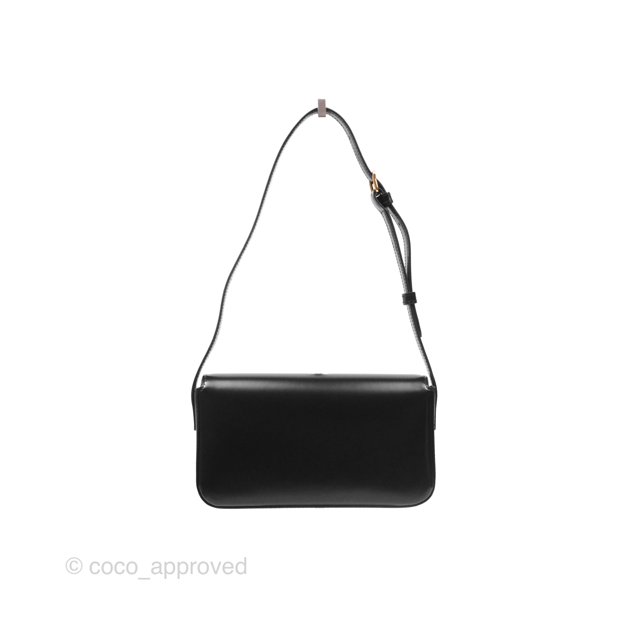 Celine Triomphe Shoulder Bag in Black Calfskin Leather - Luxury Crossbody Purse for Women, Perfect for Work, Date Night & Travel
