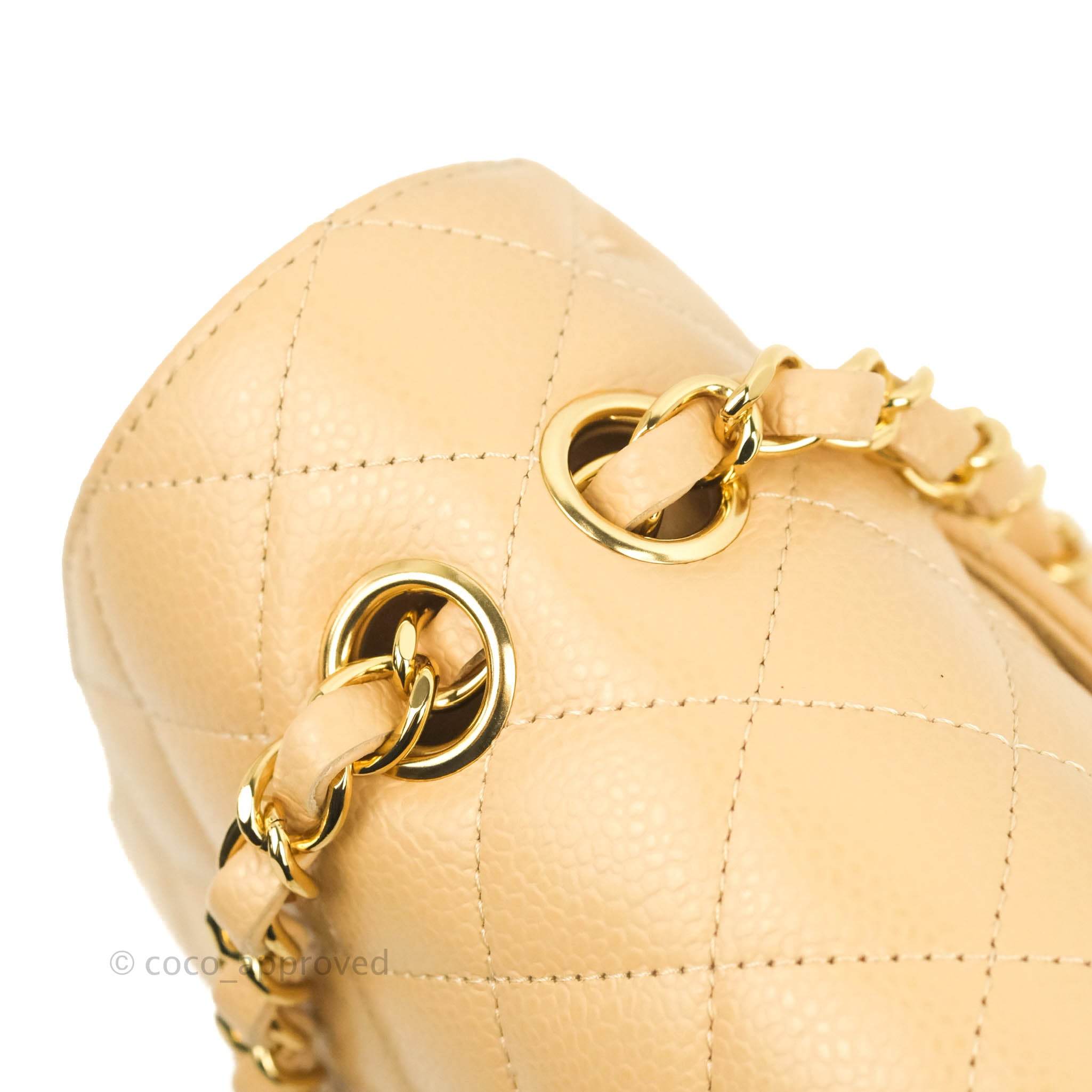 Chanel Classic Medium Double Flap Bag Quilted Beige Caviar Leather with Gold Hardware - Luxury Designer Handbag for Women, Perfect for Work, Evening & Special Occasions