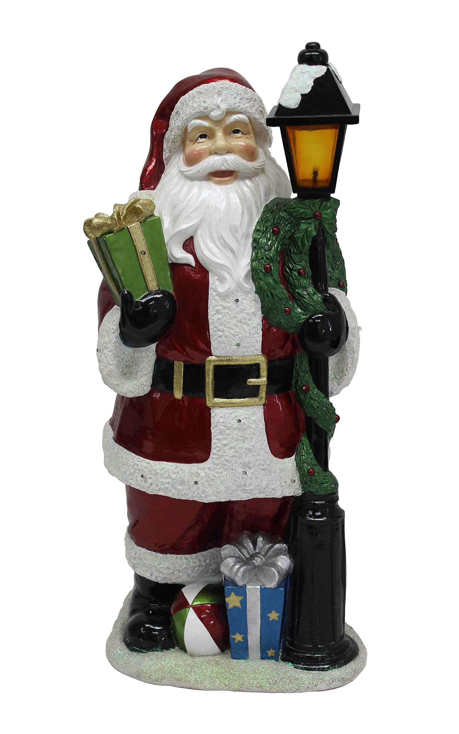 Hi-Line Gift Ltd Santa Lamp Post with 22 LEDs - Outdoor Christmas Decoration for Porch, Yard & Garden Holiday Lighting