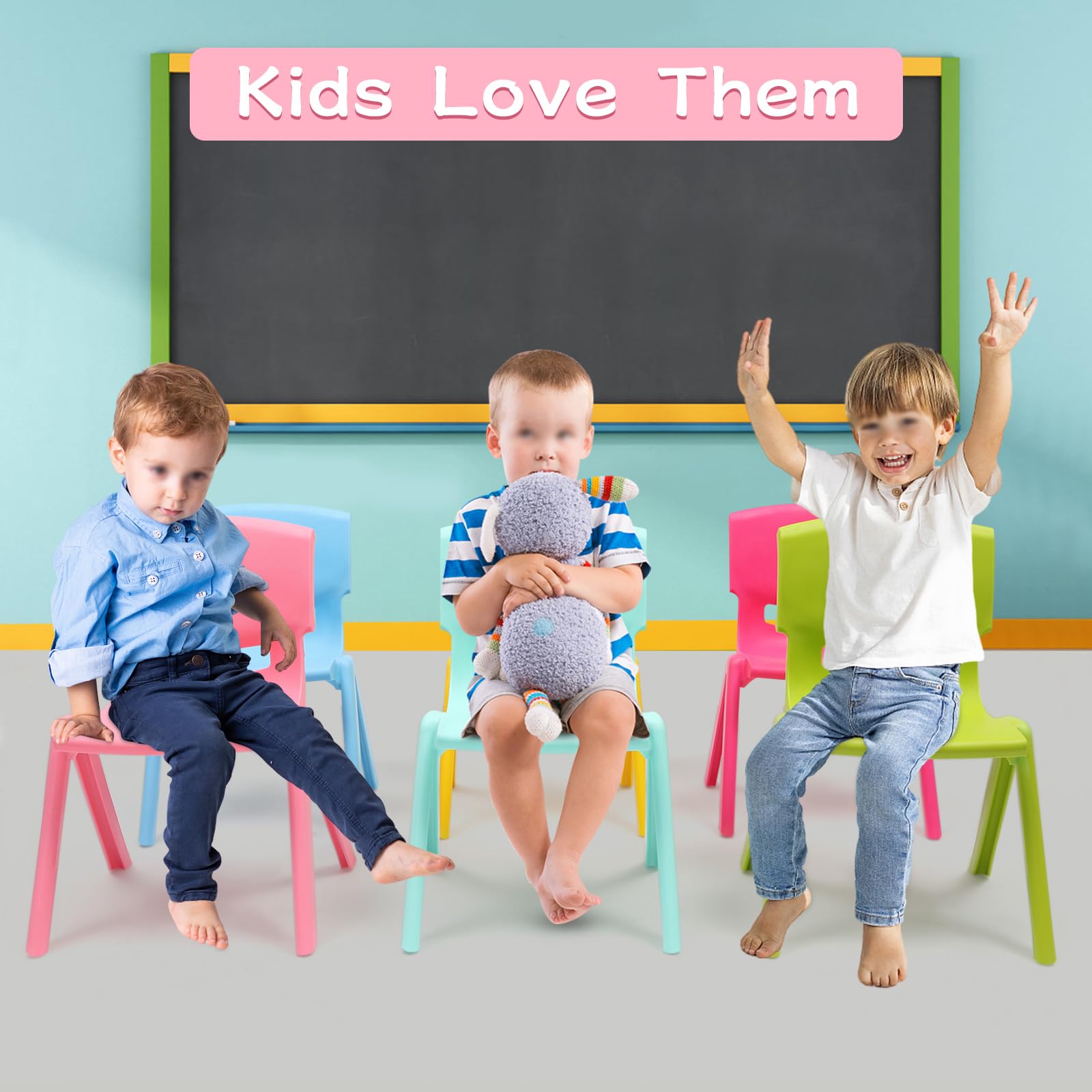 6Pcs Stackable Kids Chairs - Colorful, Ergonomic for Classroom & Home
