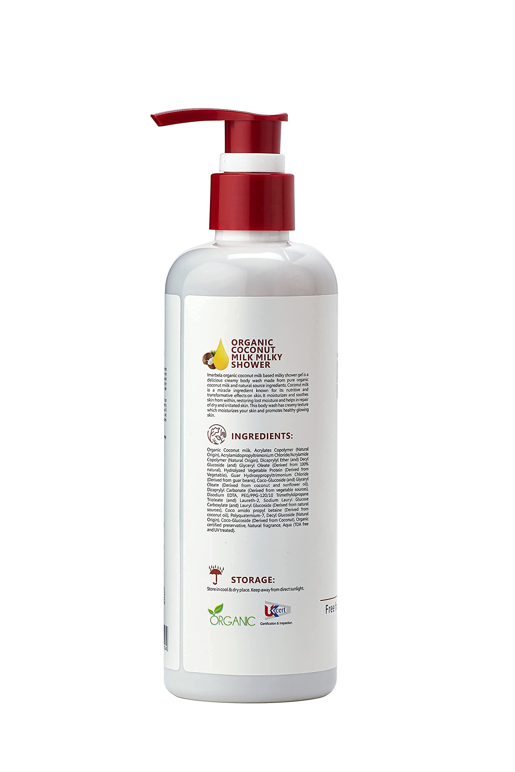 Imerbela Coconut Milk Body Wash 300ml - Creamy Shower Gel for Men & Women, Paraben-Free & Moisturizing - Perfect for Daily Bathing & Relaxing Spa Experience at Home
