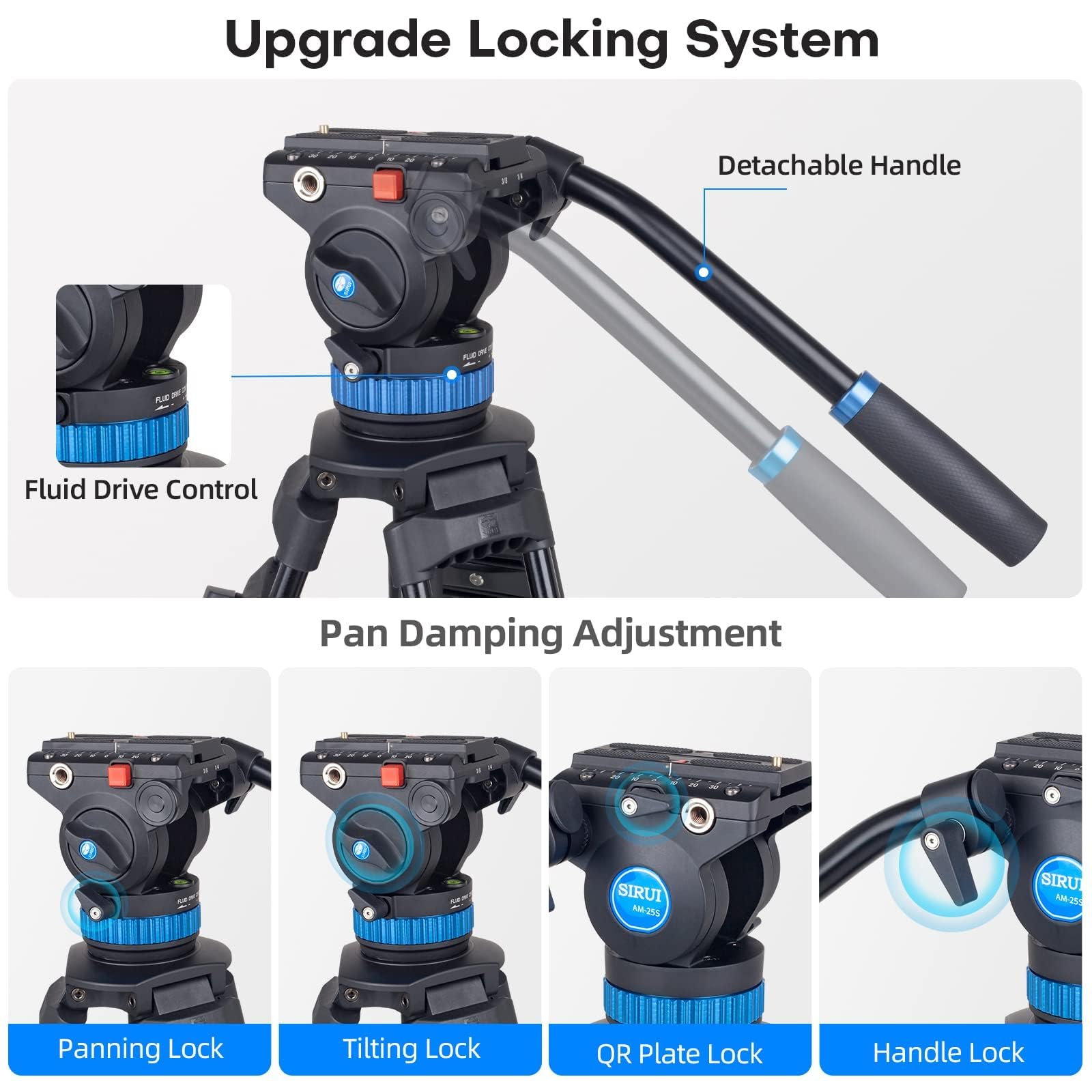 SIRUI AM-25S Professional Video Tripod - 74.8
