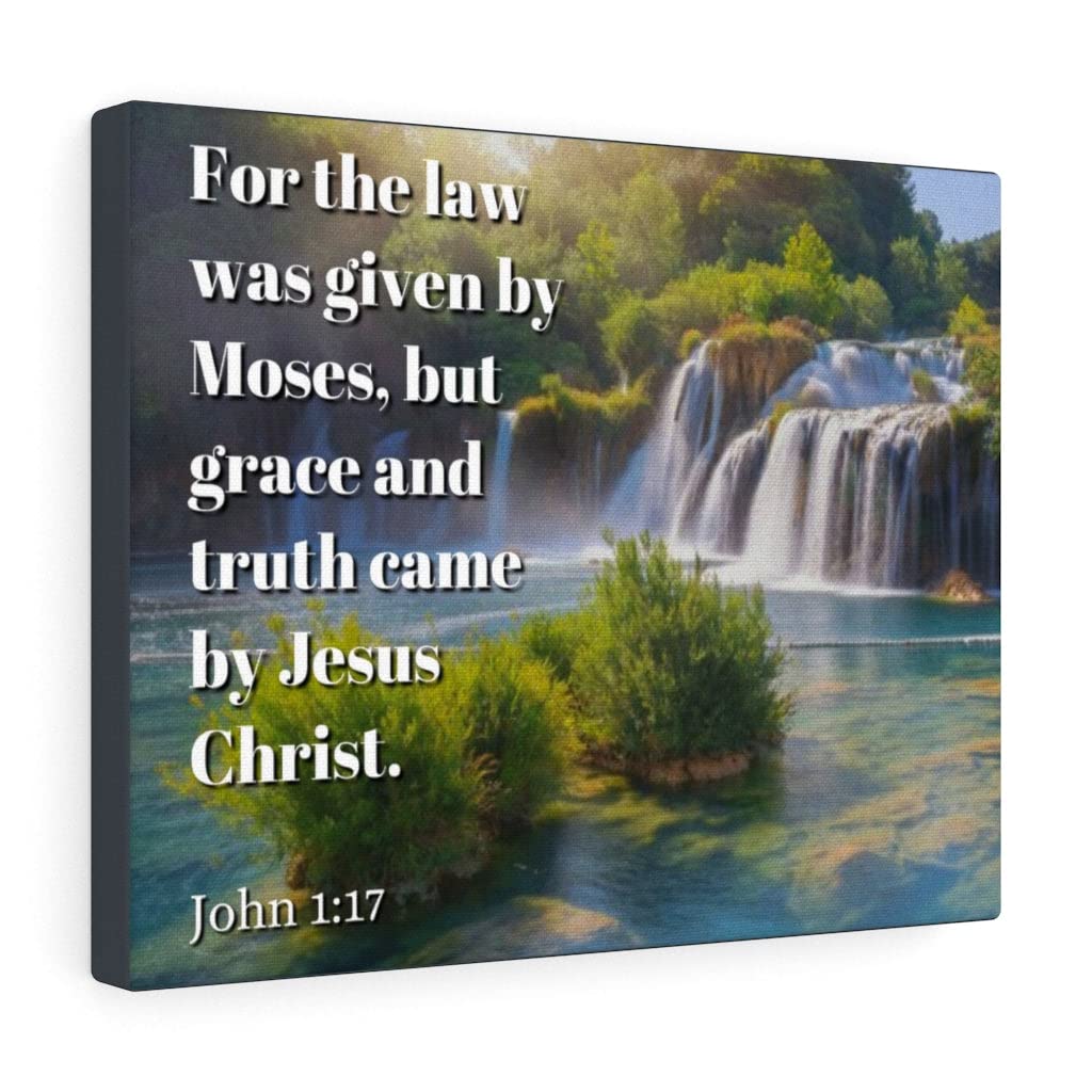 Grace and Truth John 1:17 Christian Wall Art - Bible Verse Print Ready to Hang - Inspirational Scripture Home Decor for Living Room, Bedroom & Church - Perfect Christian Gift for Weddings, Baptisms & Housewarmings
