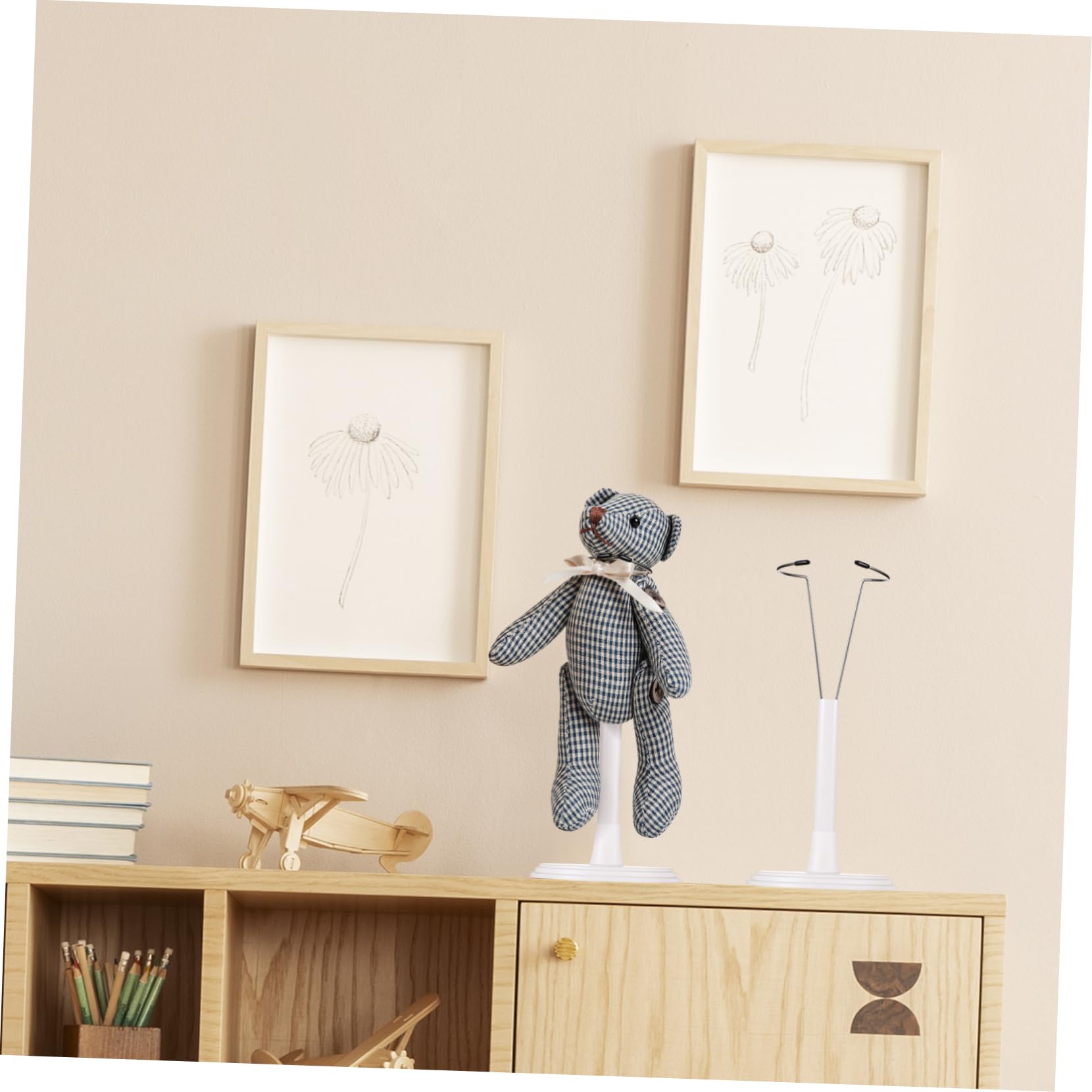 2Pcs White Doll Display Stands - 25cm Doll Bracket & Bear Support Stand for Kids Dollhouse Accessories | Perfect for Doll Photography, Toy Collections & Desktop Decorations
