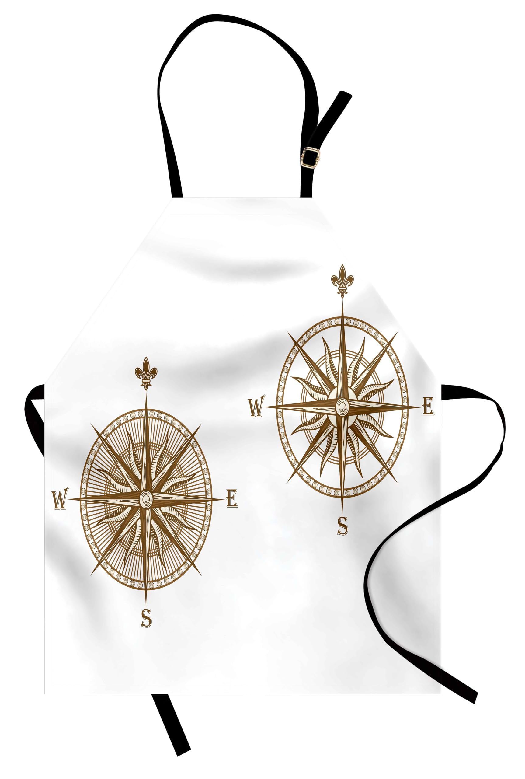 Ambesonne Adjustable Compass Apron - Nautical Windrose Design for Baking, Painting & Cooking - Small Size Pale Brown - Perfect for Home Chefs, Artists & Travel Enthusiasts