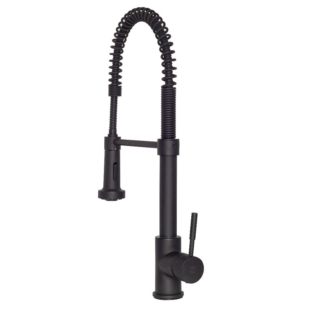 ZLINE Apollo Matte Black Pull Down Spring Single Handle Kitchen Faucet - Modern Design for Easy Dishwashing & Food Prep (APL KF MB) | Perfect for Home Kitchens & Commercial Use