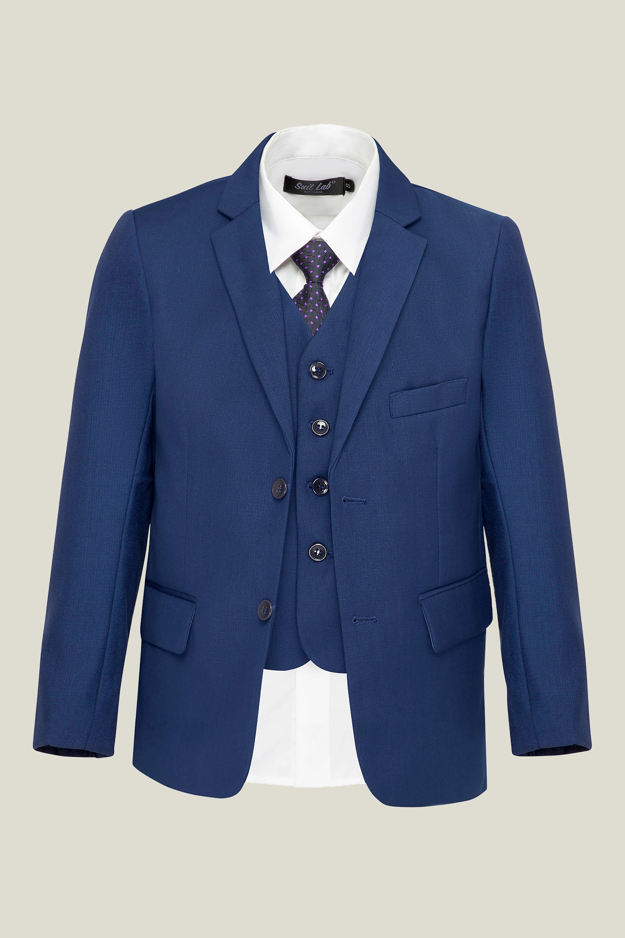 Boys Matte Navy Blue Suit - Formal Blazer & Pants Set for Weddings, School Events & Special Occasions | Premium Kids' Dress Outfit