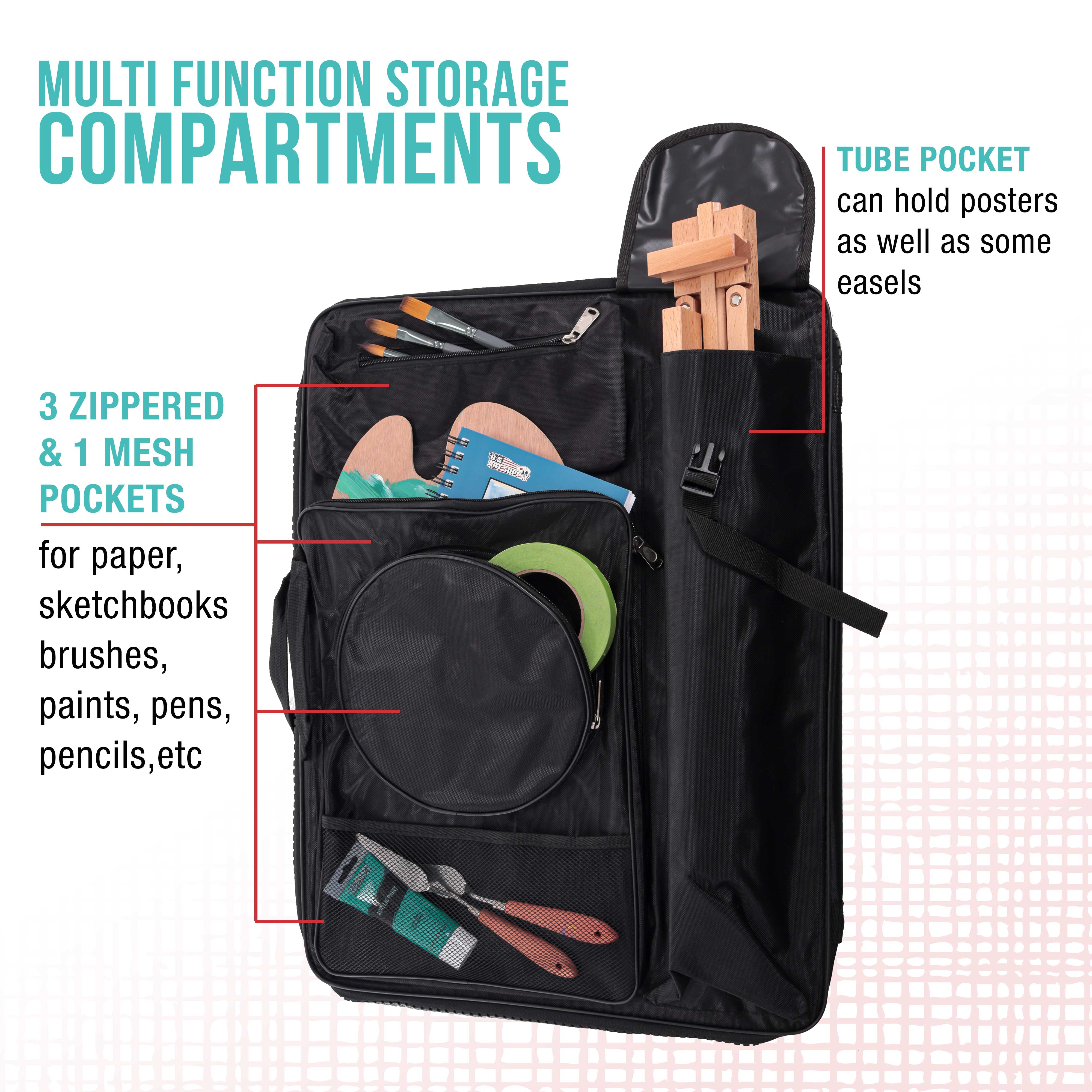 Black Nylon Art Portfolio Carry Backpack Bag - 25.5