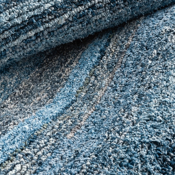 Dash & Albert Denim Chindi Blue Hand Hooked Cotton Rug - Stylish & Durable Handmade Area Rug for Living Room, Bedroom, or Nursery Decor
