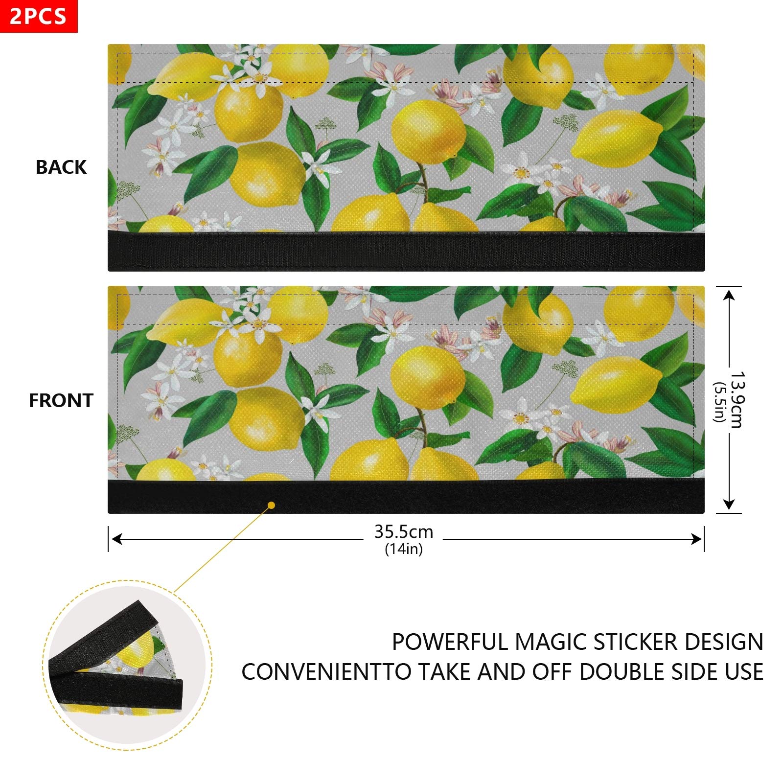 JUNZAN 2-Pack Lemon Refrigerator Door Handle Covers - Washable Protective Covers for Kitchen Appliances, Prevents Smudges, Drips, Food Stains & Oil - Keep Your Fridge Clean & Hygienic (Perfect for Homes, Restaurants & Offices)