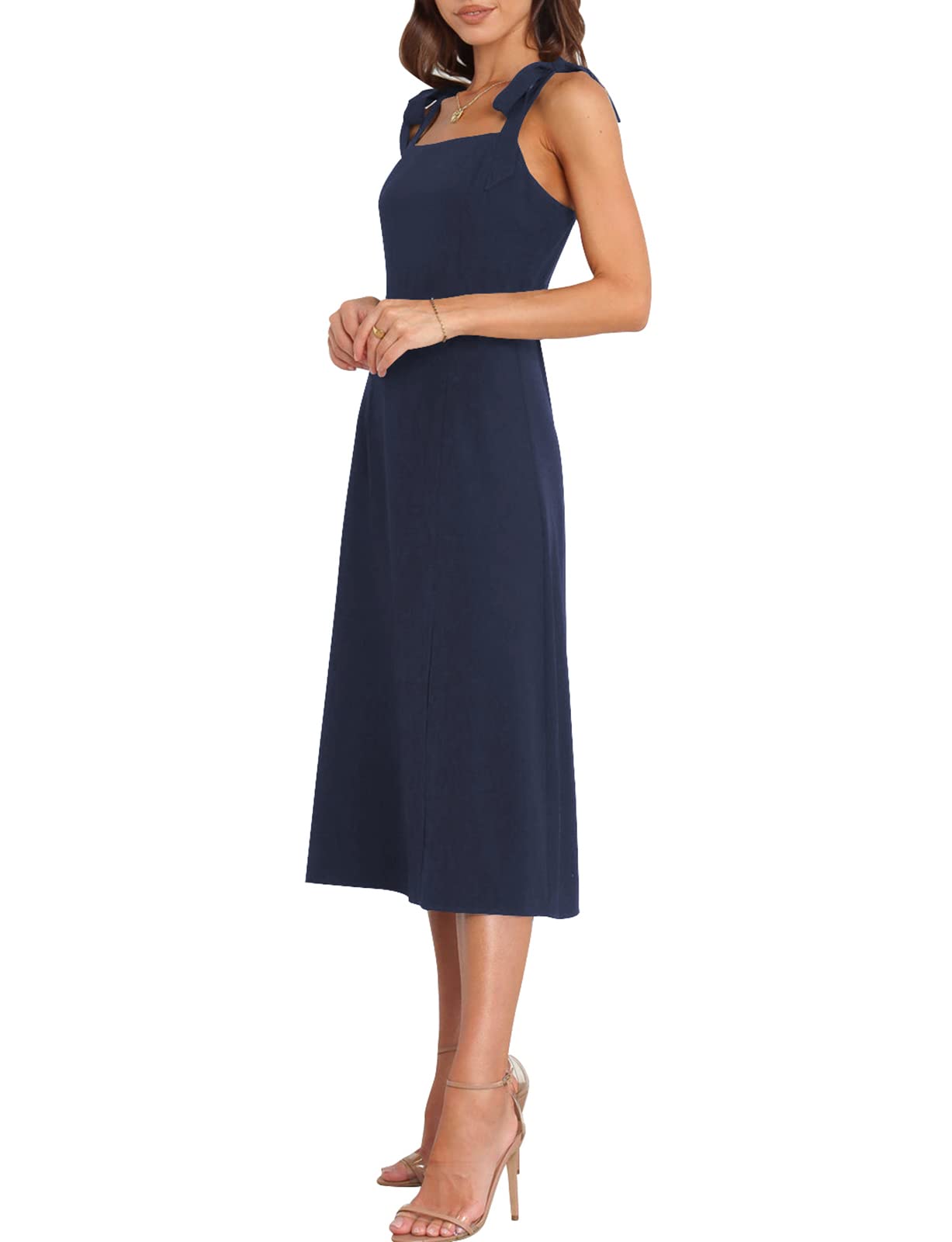 Elegant Square Neck Bridesmaid Dress for Women - Split Midi Formal Cocktail Party Gown | Perfect for Weddings, Receptions & Special Occasions