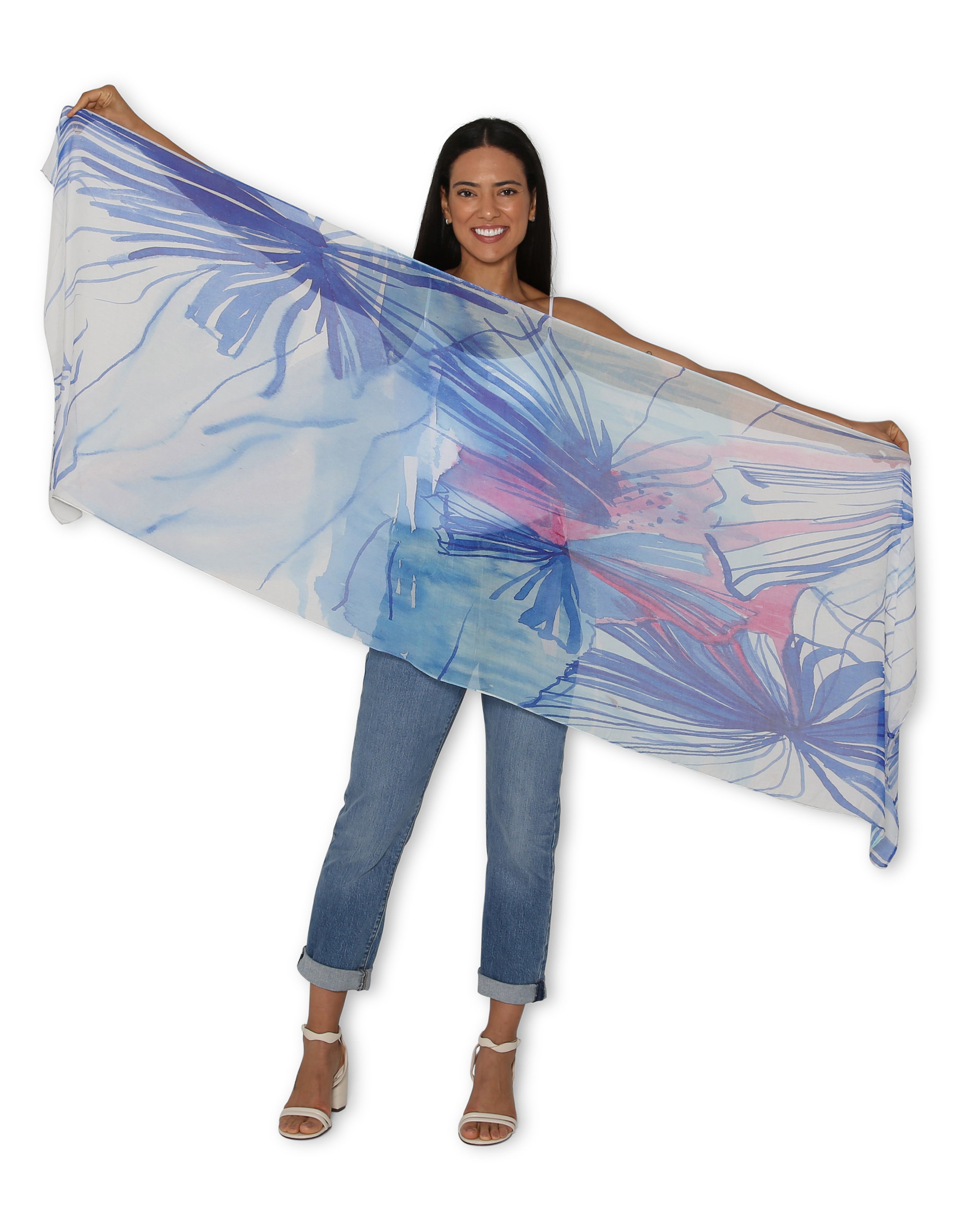 The Artists Label Blue Sea Scarf - Lightweight Womens Fashion Scarf for Beach, Travel & Everyday Wear