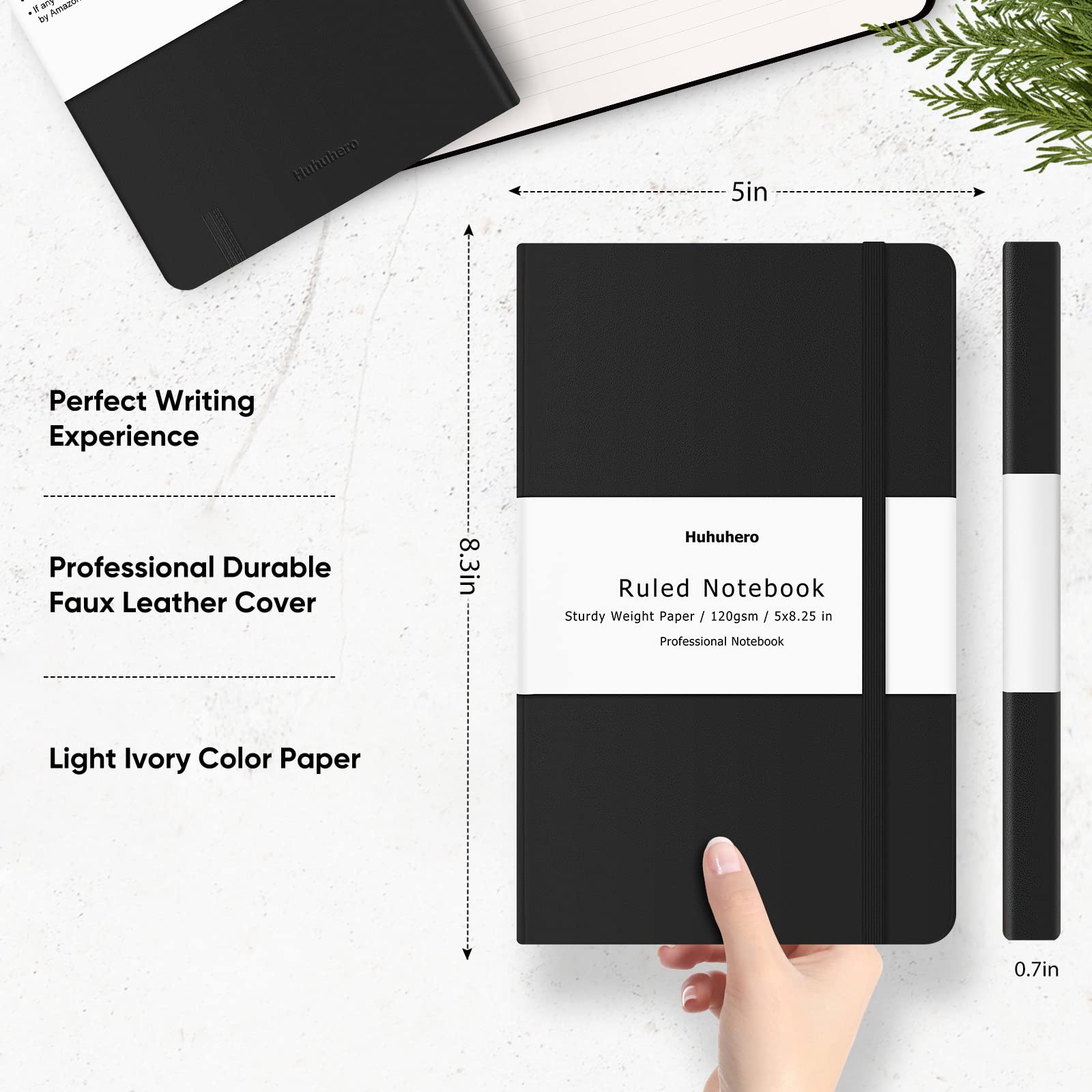 Huhuhero 20 Pack Lined Hardcover Notebooks, College Ruled Writing Journal with 120 GSM Thick Paper - 5