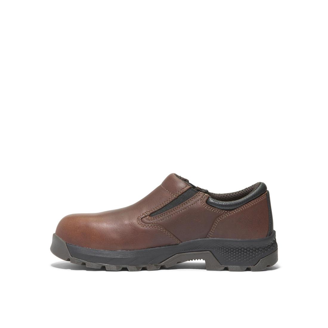 Titan EV Composite Toe Slip-On Work Boots - Brown Safety Shoes for Men | Comfortable & Lightweight for Construction, Warehouse & Industrial Work