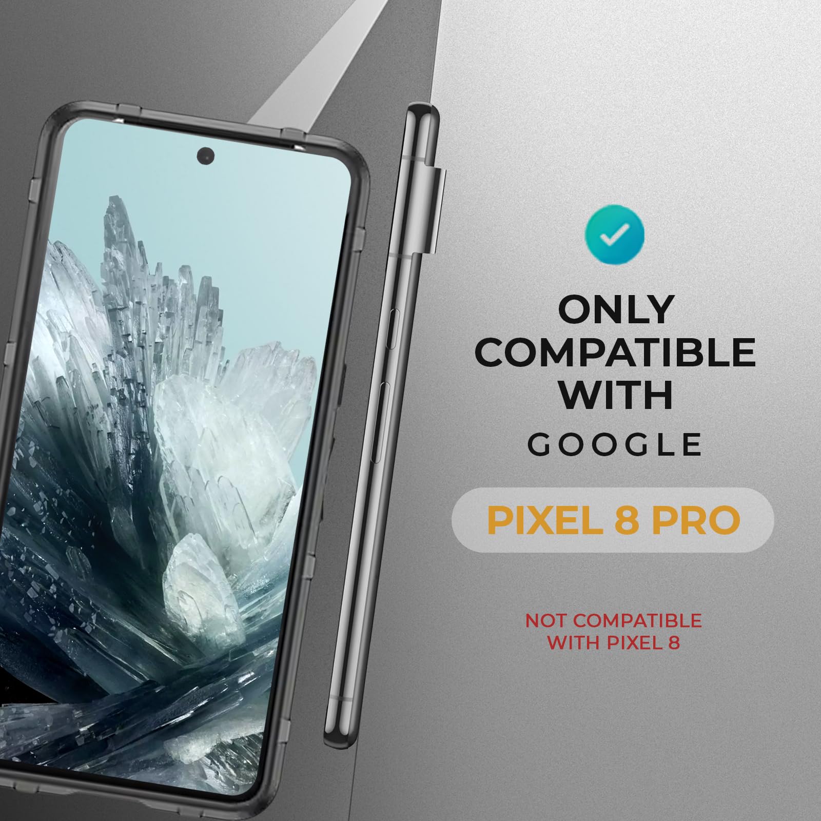MOTIVE Slim Rugged Protective Case for Google Pixel 8 Pro - Durable Dual-Layer (PC+TPU) Shockproof Cover with Enhanced Grip | Lightweight & Flexible Design | Perfect for Outdoor Activities, Travel & Daily Protection | Black