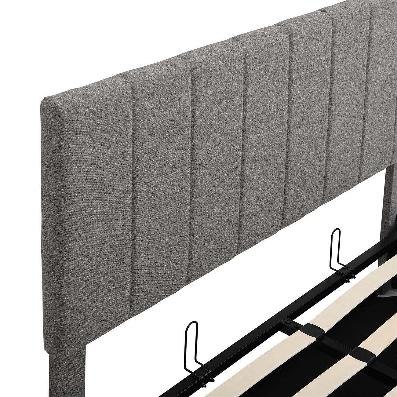 Gas Lift Storage Bed Frame with Headboard - Gray, for Kids Teens Adults Bedroom