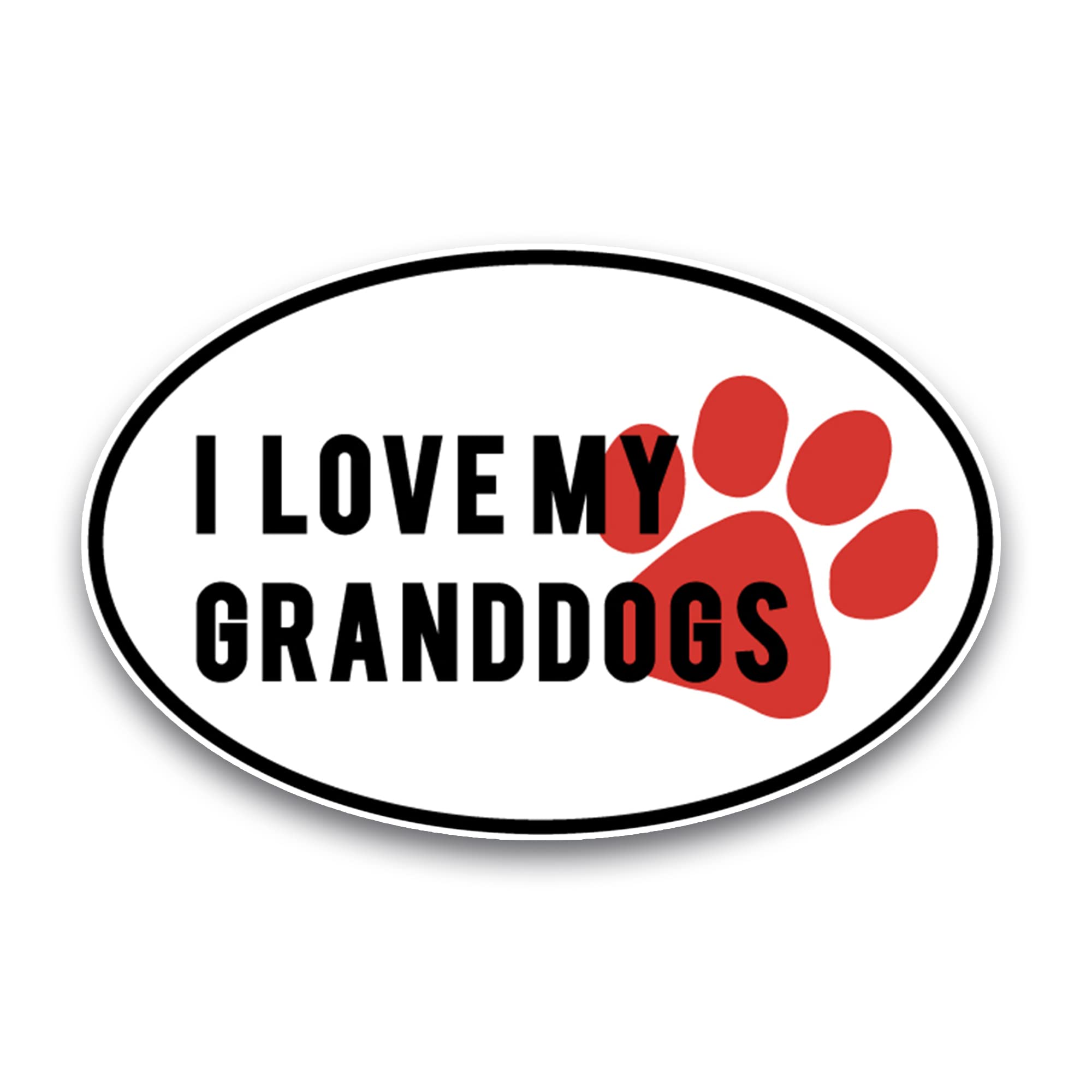 Premium 4x6 Inch Heavy Duty Automotive Magnet Decal - I Love My GrandDogs Black & White Design with Red Paw Print for Cars, Trucks & SUVs | Perfect for Pet Lovers, Grandparent Gifts & Vehicle Decoration