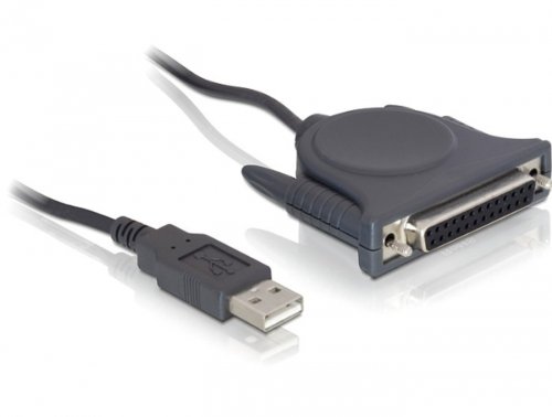 Delock USB to Parallel Adapter - USB Male to DB25 Male Converter Cable (1.6m/5.2ft, Black) - Connect Legacy Printers & Devices to Modern Computers for Office & Industrial Use