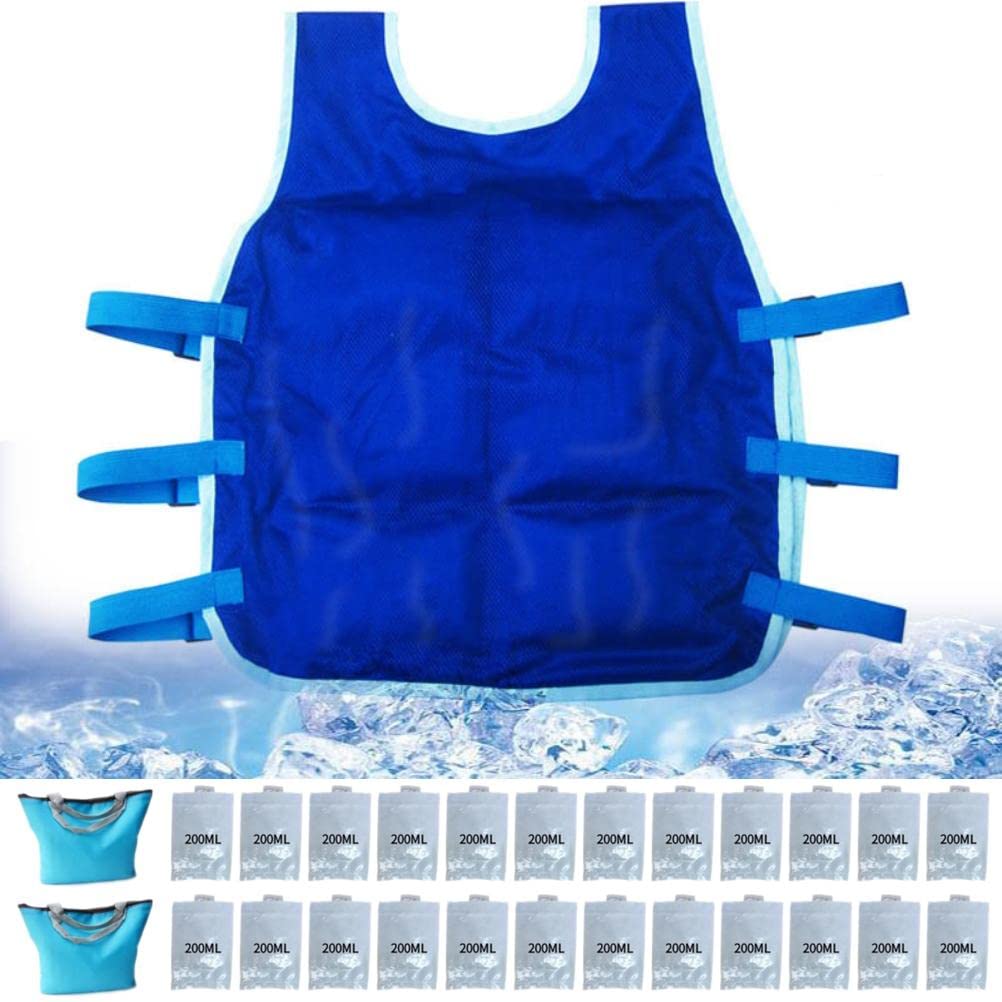 Cooling Vest with Ice Packs for Men & Women - Breathable Summer Cooling Shirt for Hot Weather, Outdoor Sports & Work - Includes 24 Removable Ice Packs (Perfect for Construction, Hiking, Running & Heat Relief)